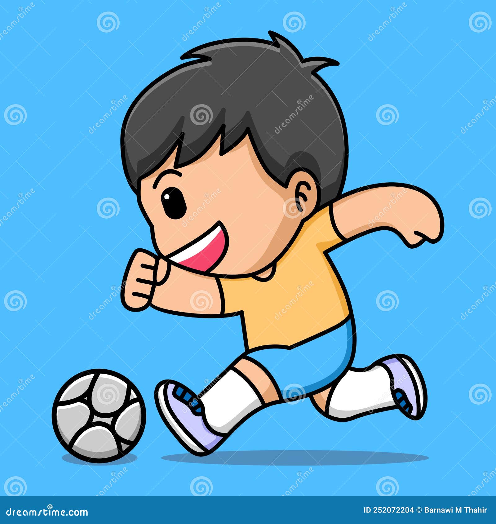 Cute Boy Playing Soccer Cartoon Vector Illustration | CartoonDealer.com ...