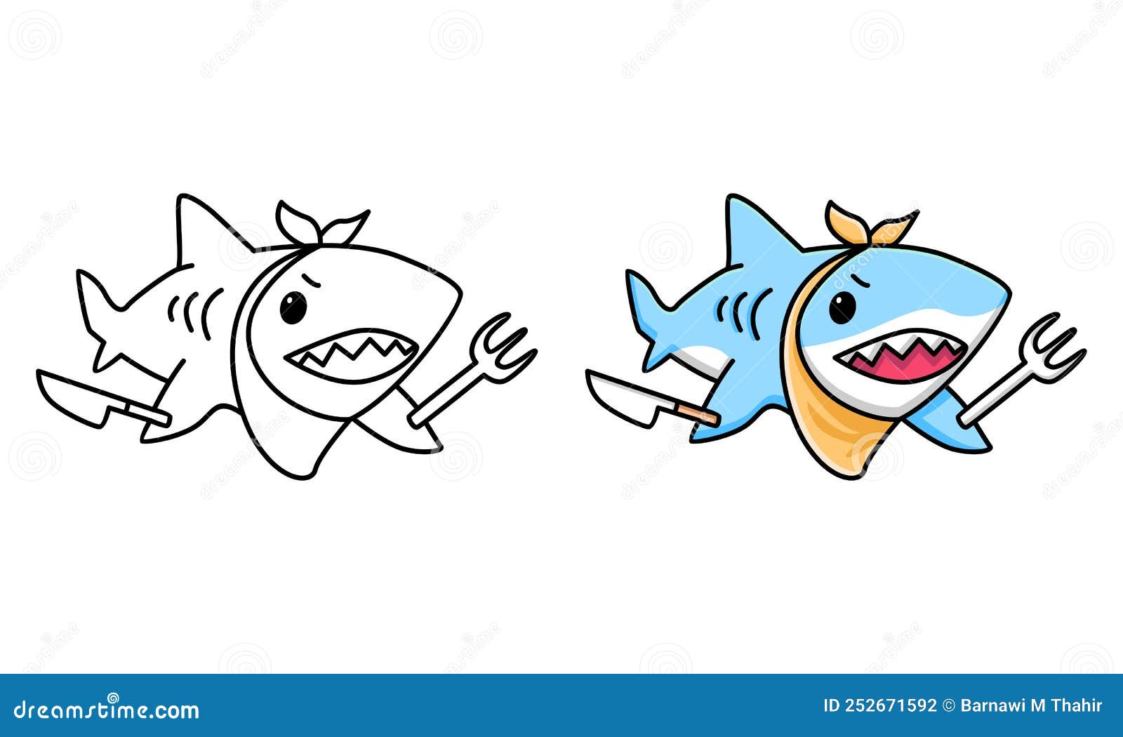 Cute Shark Coloring Page for Kids Stock Vector - Illustration of doodle ...