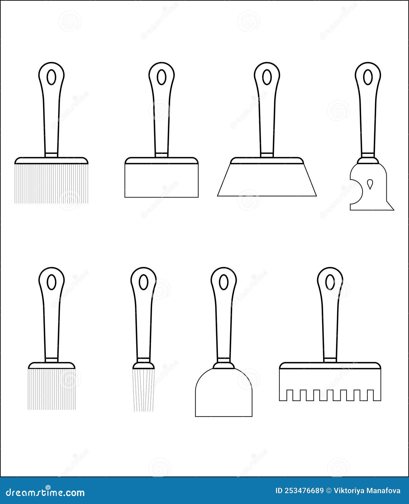 A Set of Paint Brushes and Spatulas Stock Vector Illustration of