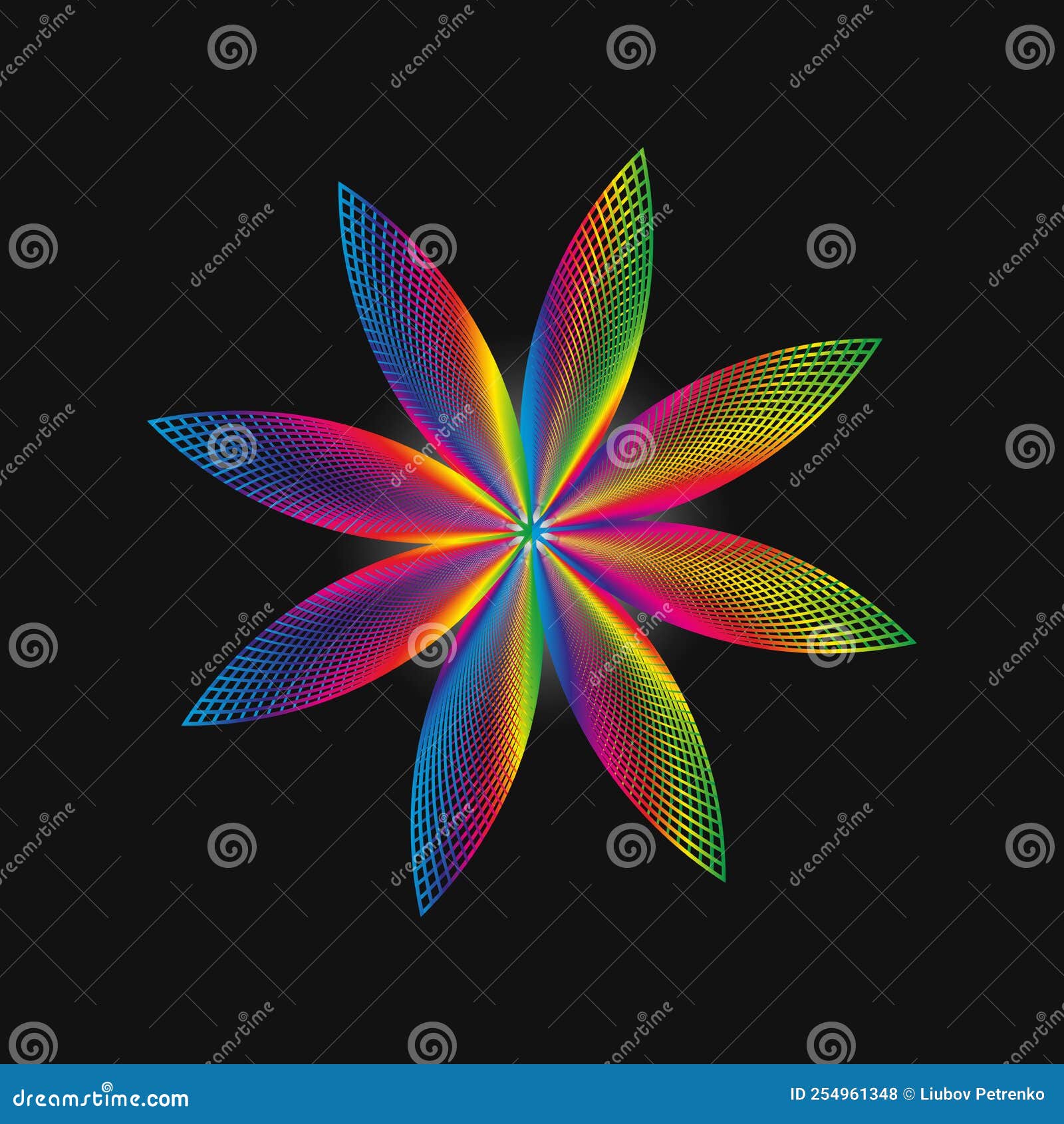 Colorful Flower on Black Background Stock Vector Illustration of