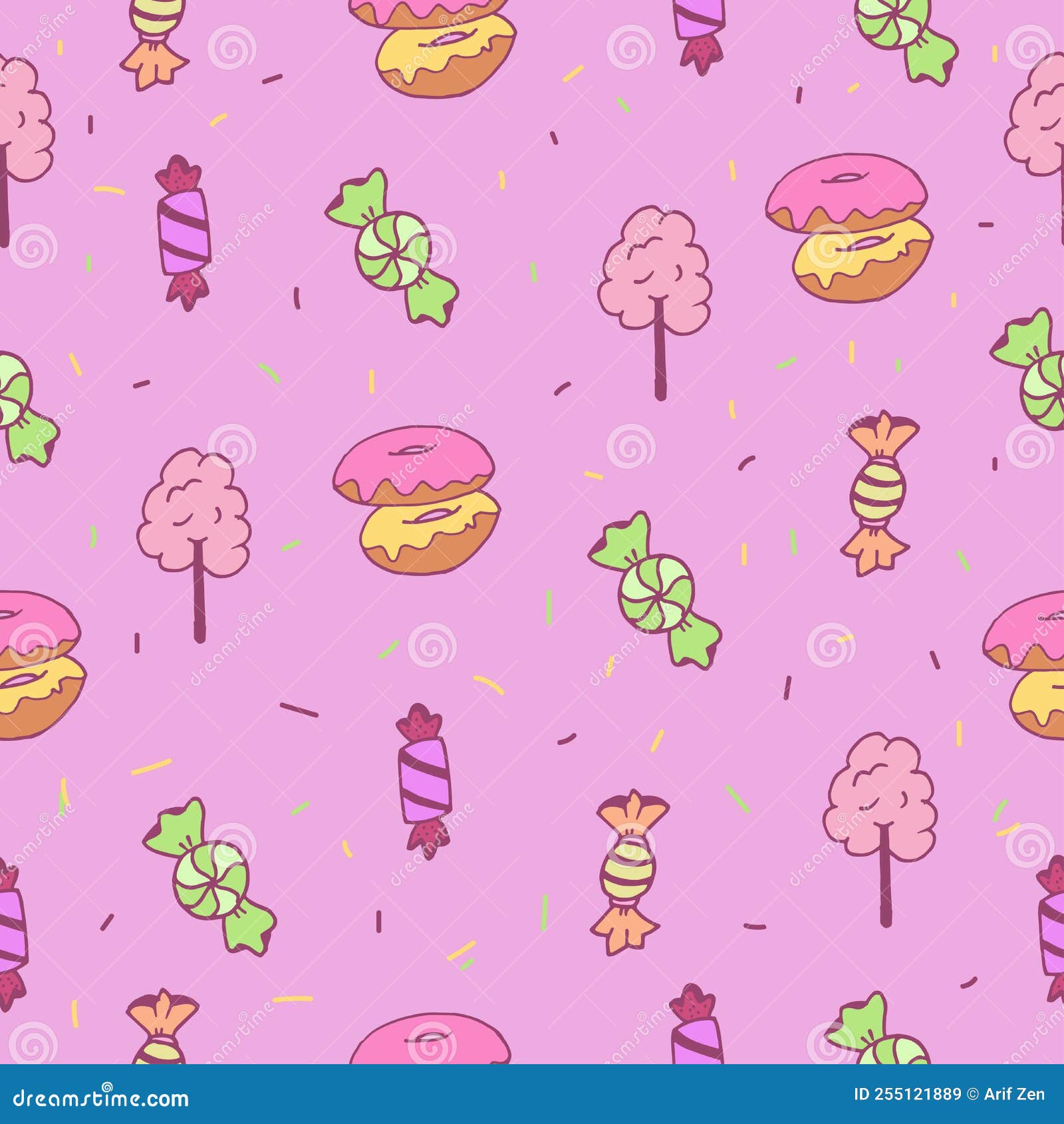 Whimsical Treats PastelColored Seamless Pattern of Sweet Dessert