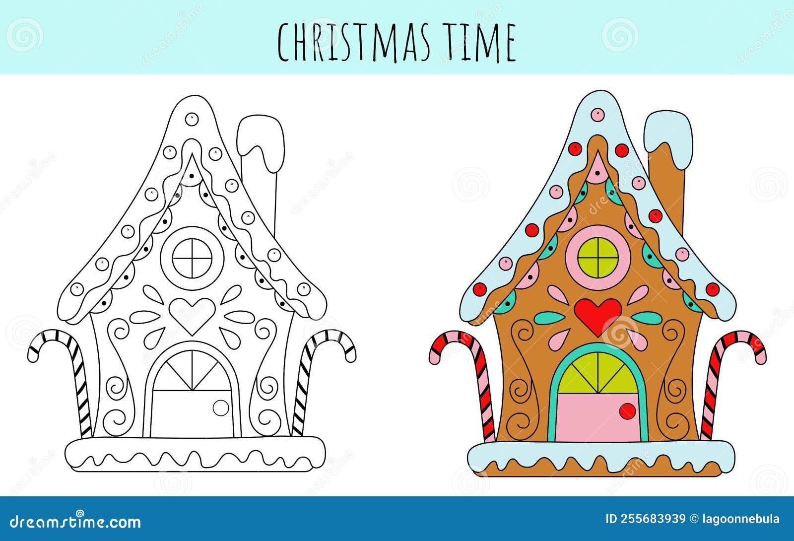 Holiday Coloring Page Gingerbread House. Christmas Coloring Book for ...