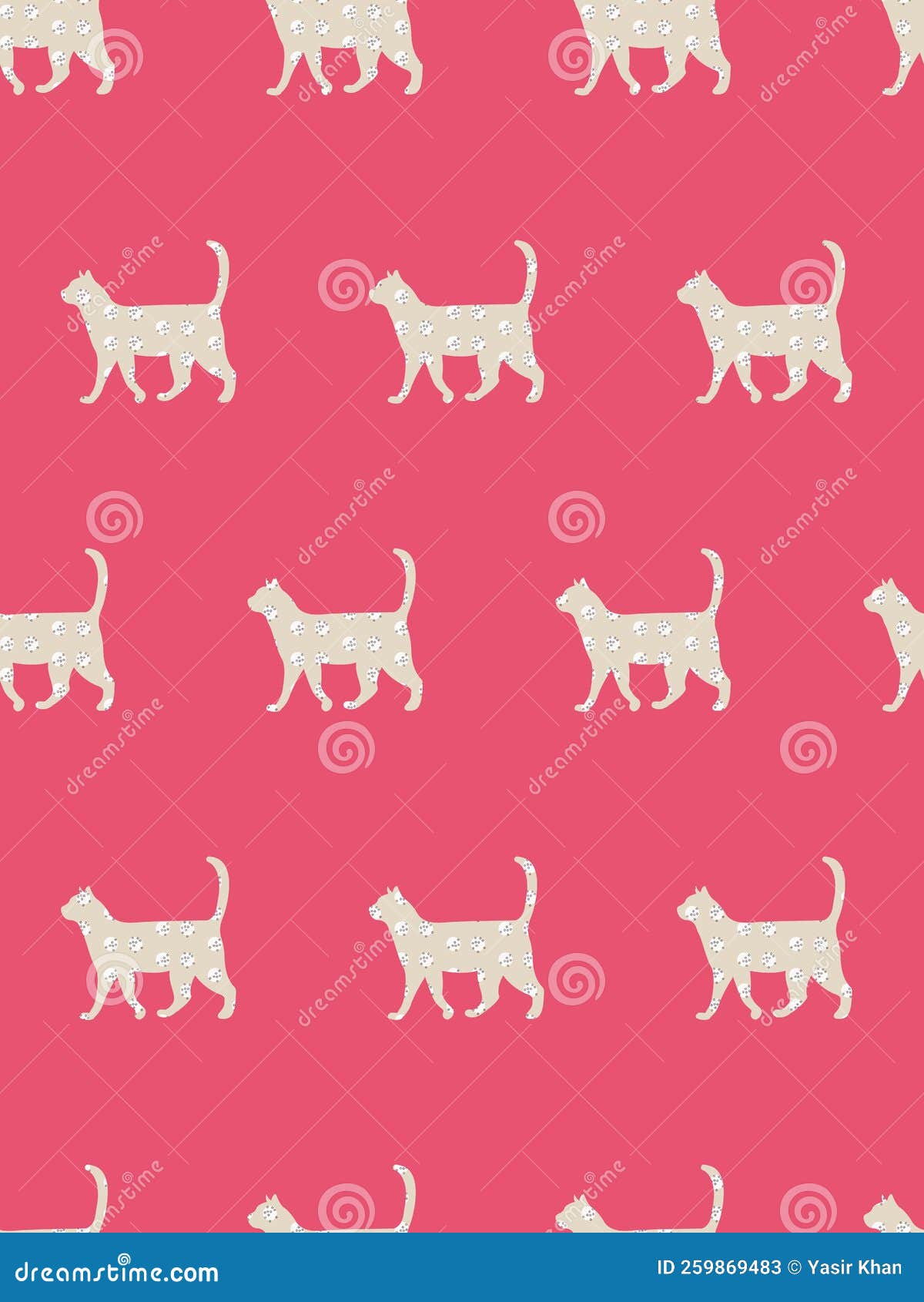 Seamless Cat Design on Pink Wall Stock Vector Illustration of