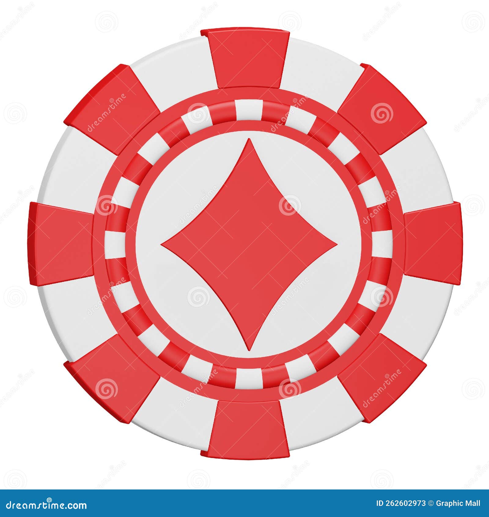 Casino Chip Diamond 3d Rendering Isometric Icon. Stock Vector