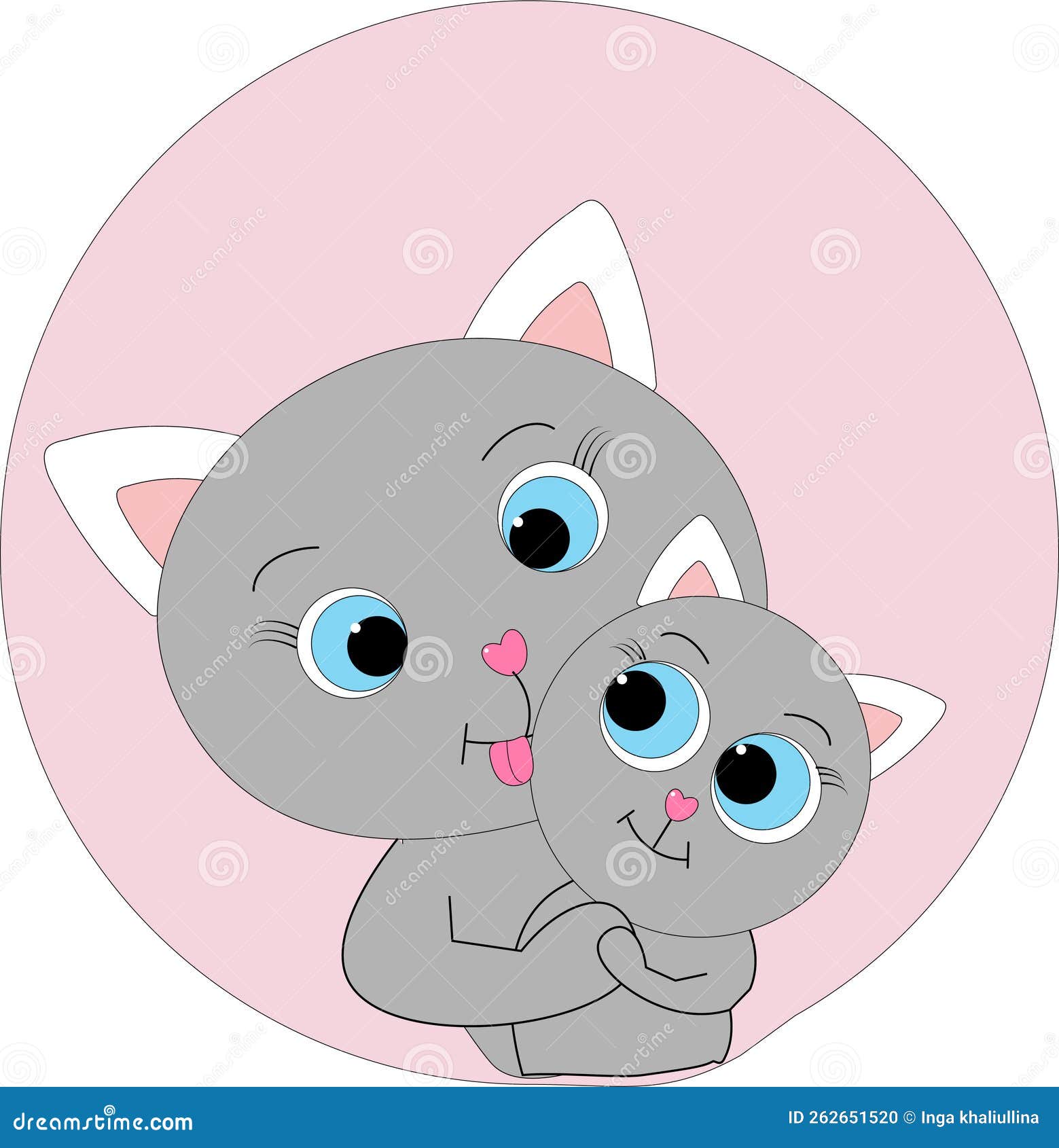 Mama Cat and Kitten. Cat Hugs Kitten Stock Illustration Illustration