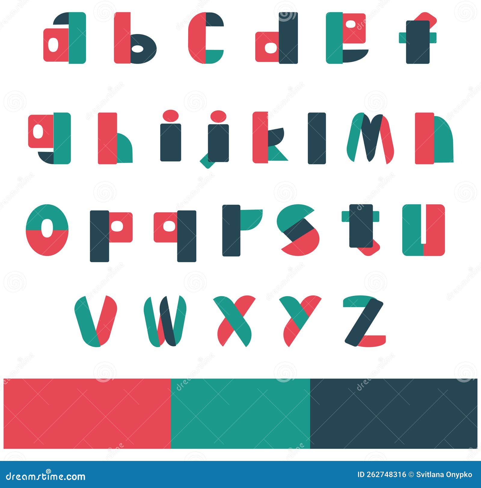 Alphabet Large and Small Letters in Bauhaus Style Stock Vector