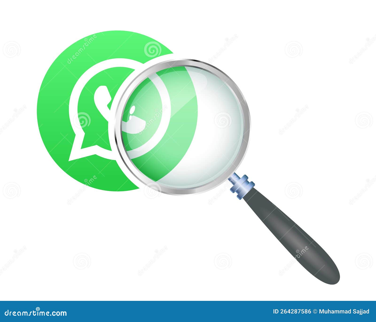 WhatsApp Social Media Icon with Magnifying Glass Vector Editorial Photo