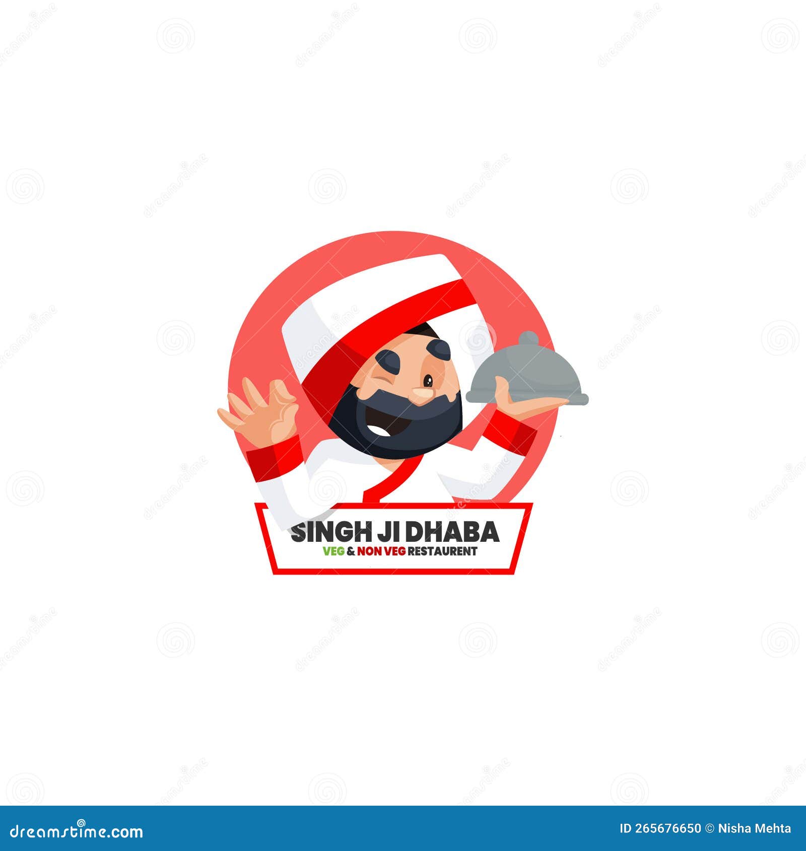 Singh Ji Dhaba Veg And Non Veg Indian Vector Mascot Logo Stock Vector non-veg-jokes-allowed-here