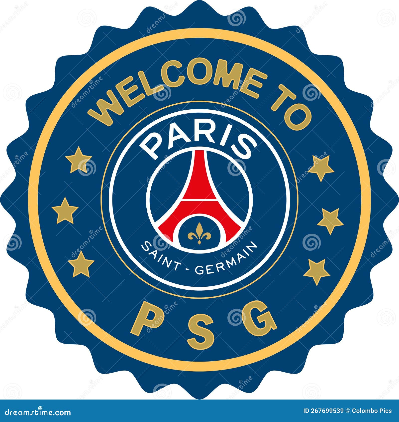 PSG Paris Saint Germain FC Logo with White Background Stock Vector