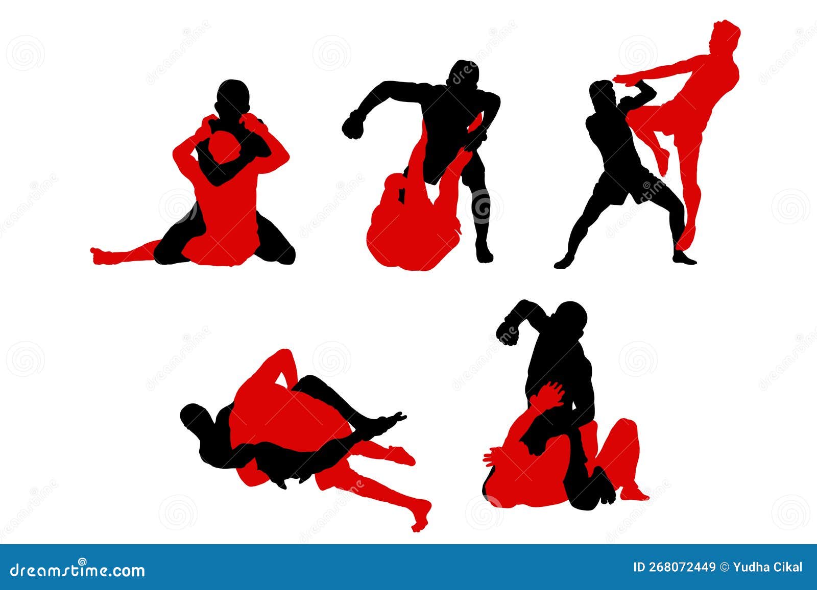 set-of-silhouettes-of-mma-fighters-vector-design-illustration-isolated