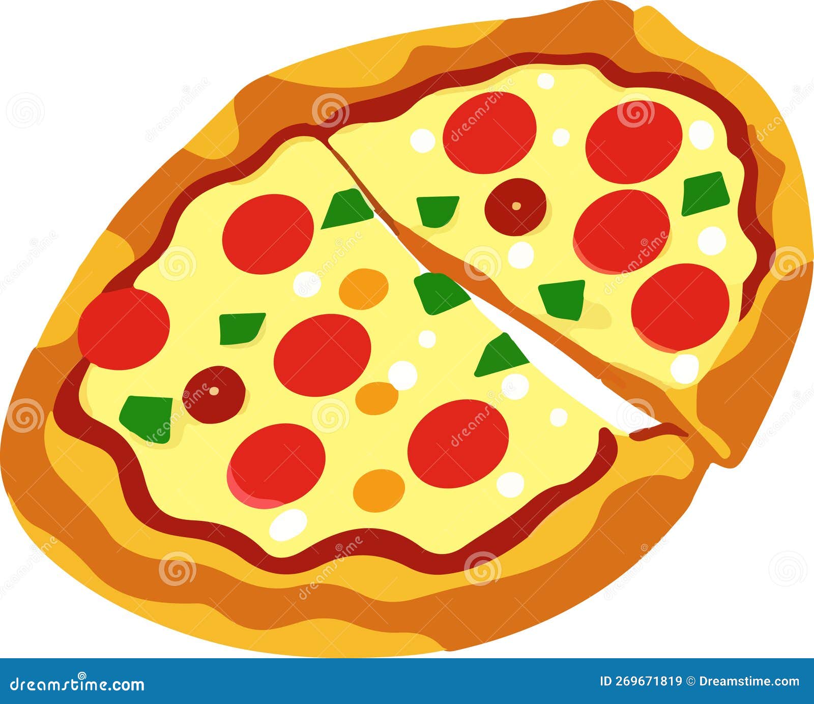 Delicious Pepperoni Pizza on White Background Vector Illustration