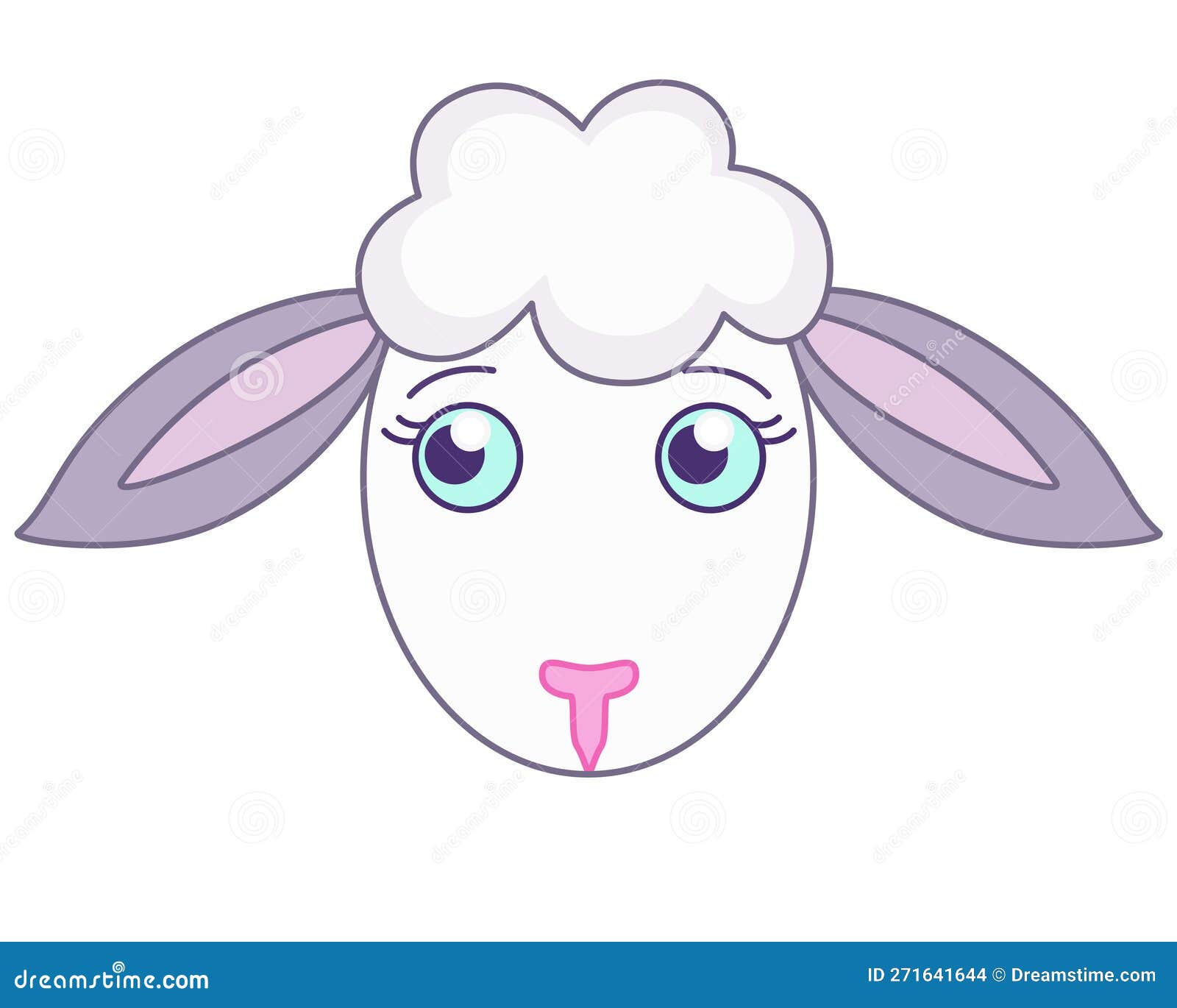 Cute Muzzle of a Sheep with Blue Eyes a Vector Fullcolor Picture