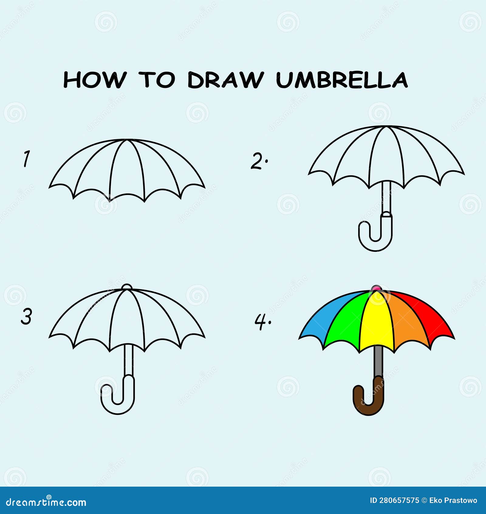 Step by Step To Draw Umbrella. Drawing Tutorial Umbrella. Drawing