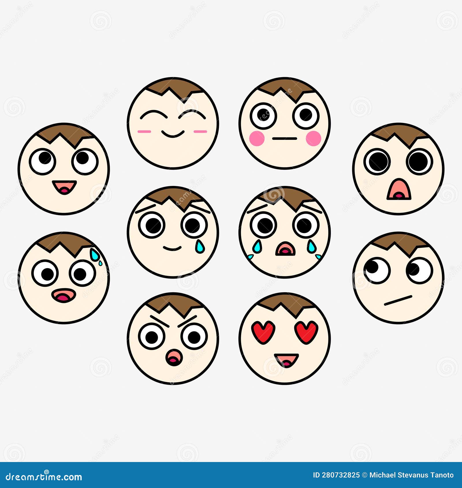 Emoji Icon Set, Happy, Shocked, Crying, Love, Shy, Smile, Stunned Emoji