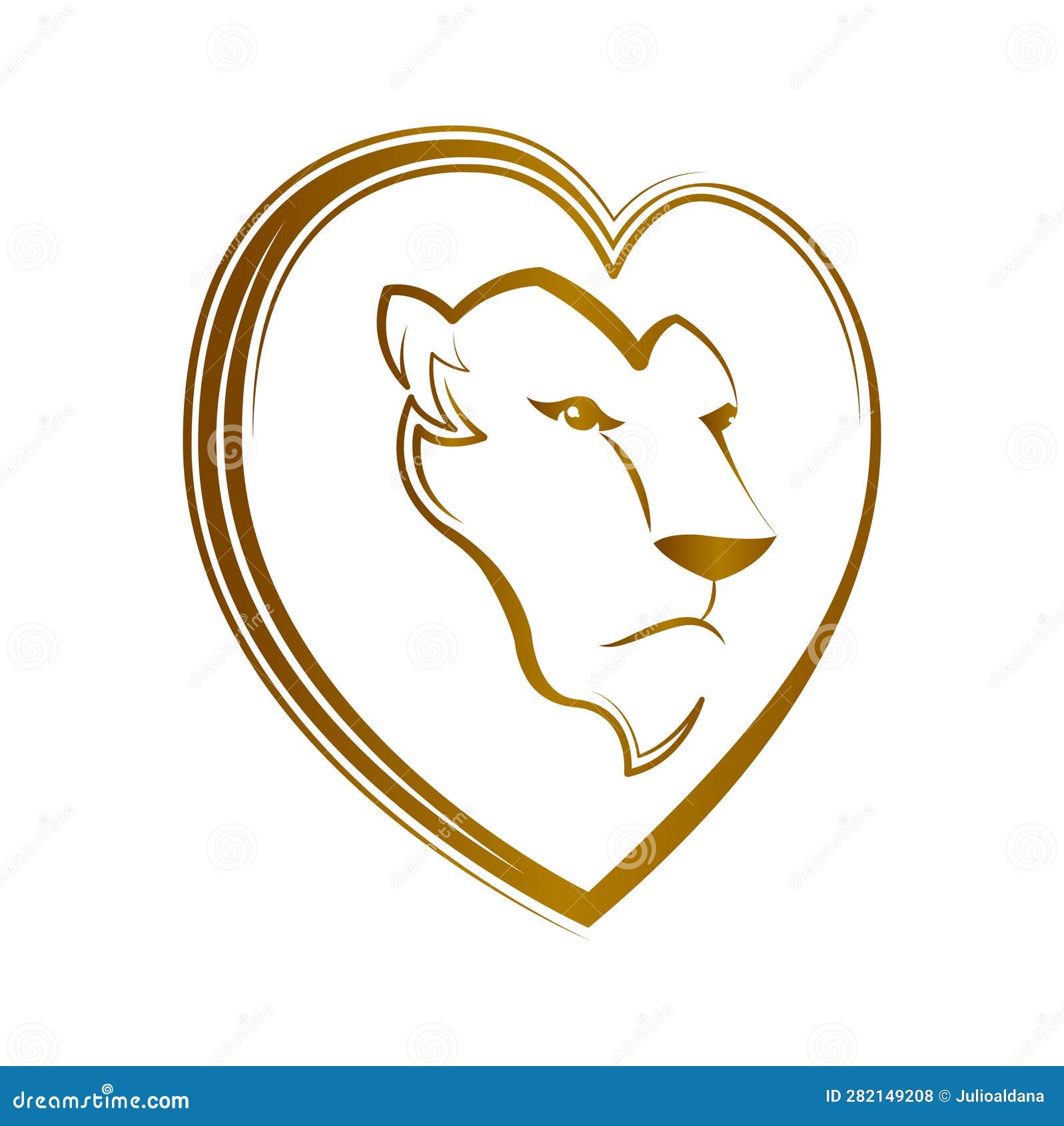Lion Heart Shape Head Icon Emblem Design Stock Vector Illustration of