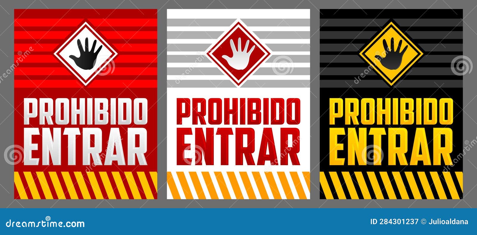 prohibido entrar, entrance prohibited, do not enter spanish text warning sign set