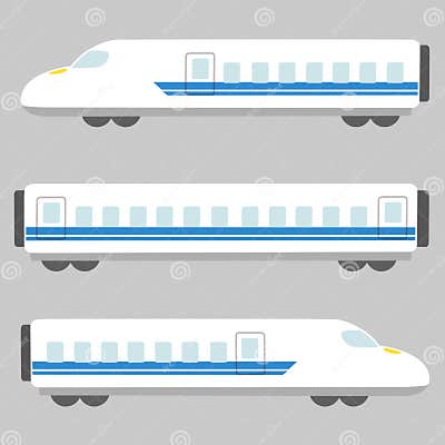 Simple and Cute Illustration of Blue and White Colored Shinkansen Stock ...