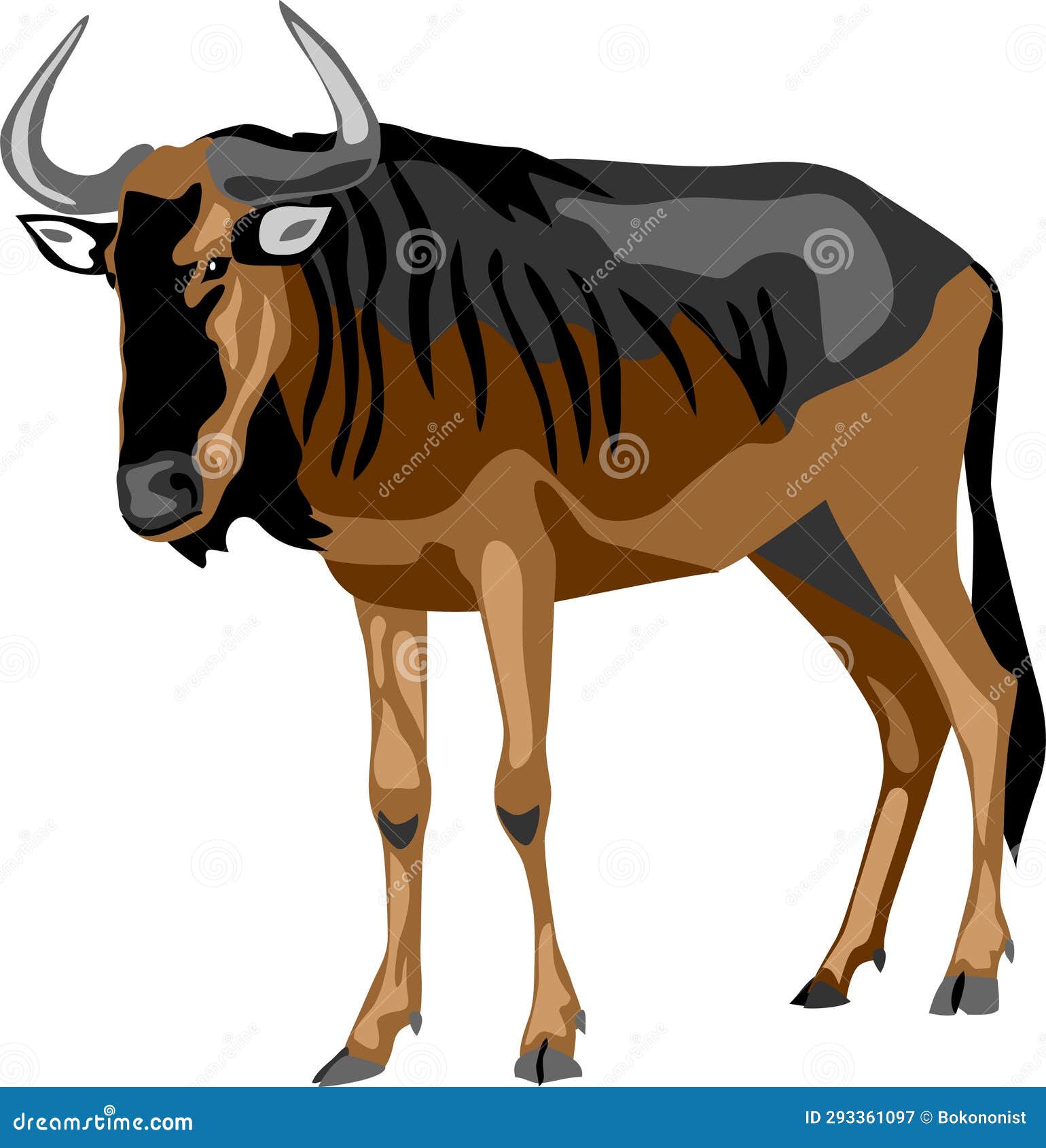 Blue wildebeest vector stock illustration. Illustration of africa