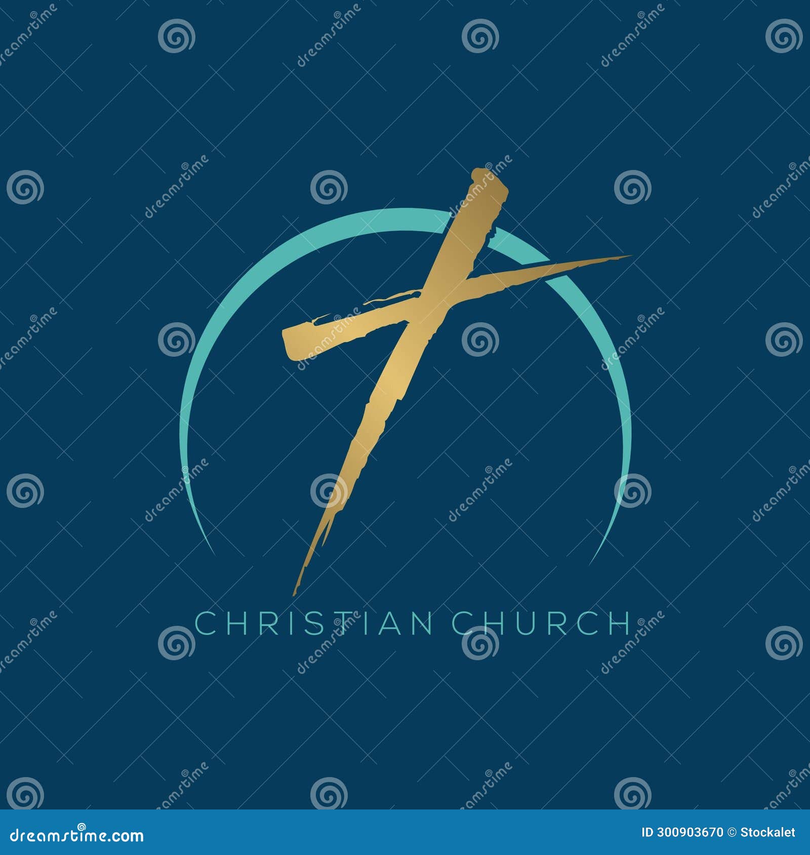 Cross Logo. Religious Symbol Shining in the Sky. Christian Sign. Stock