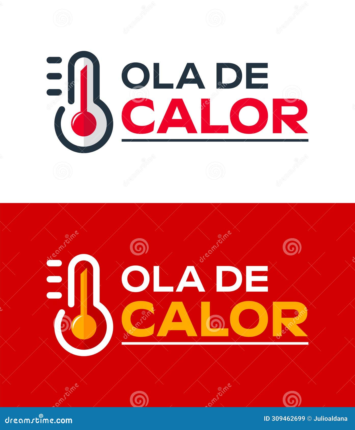 ola de calor, heat wave spanish text,  weather warning sign 