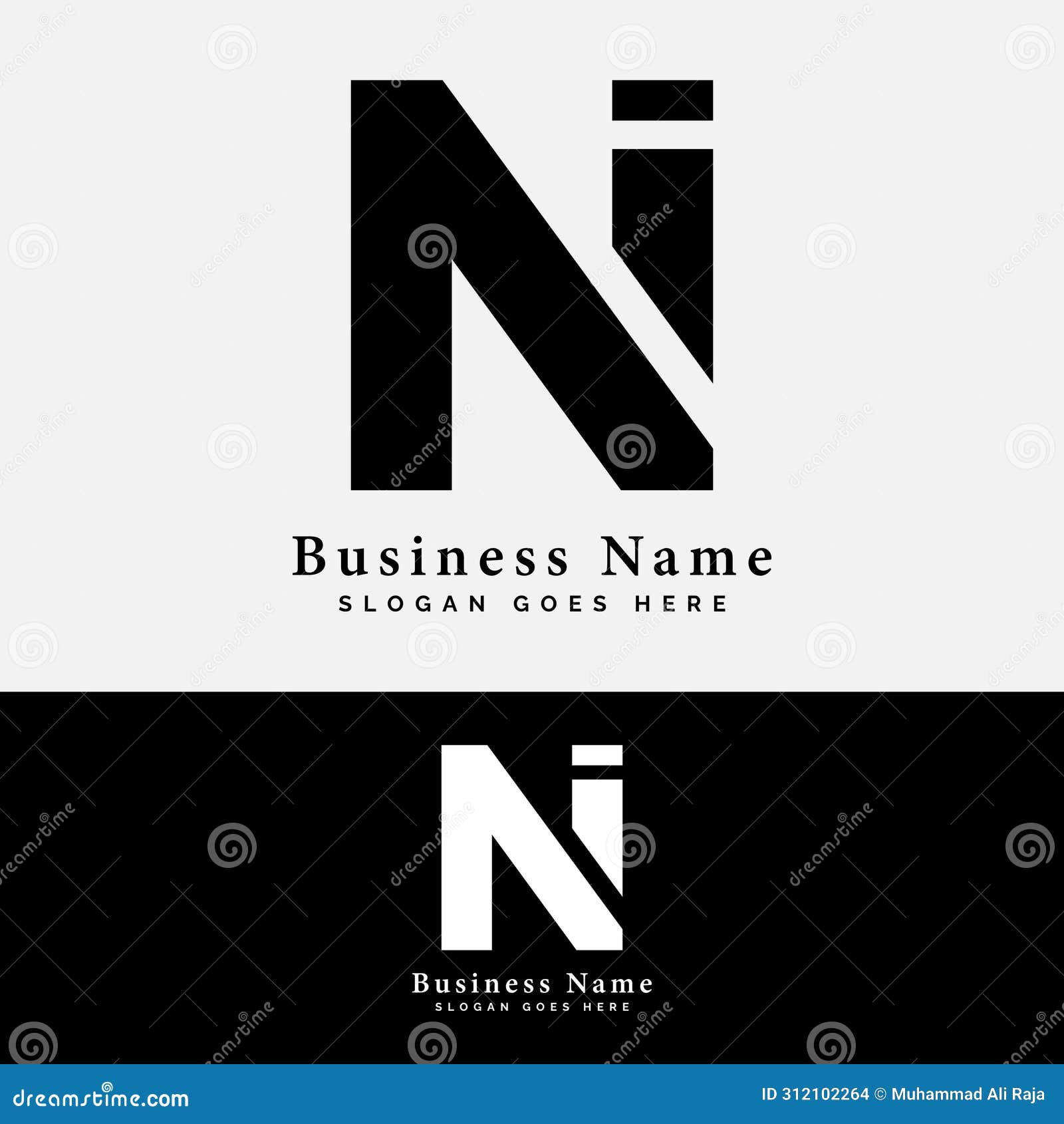 n, i, ni letter logo . alphabet ni initial logo  