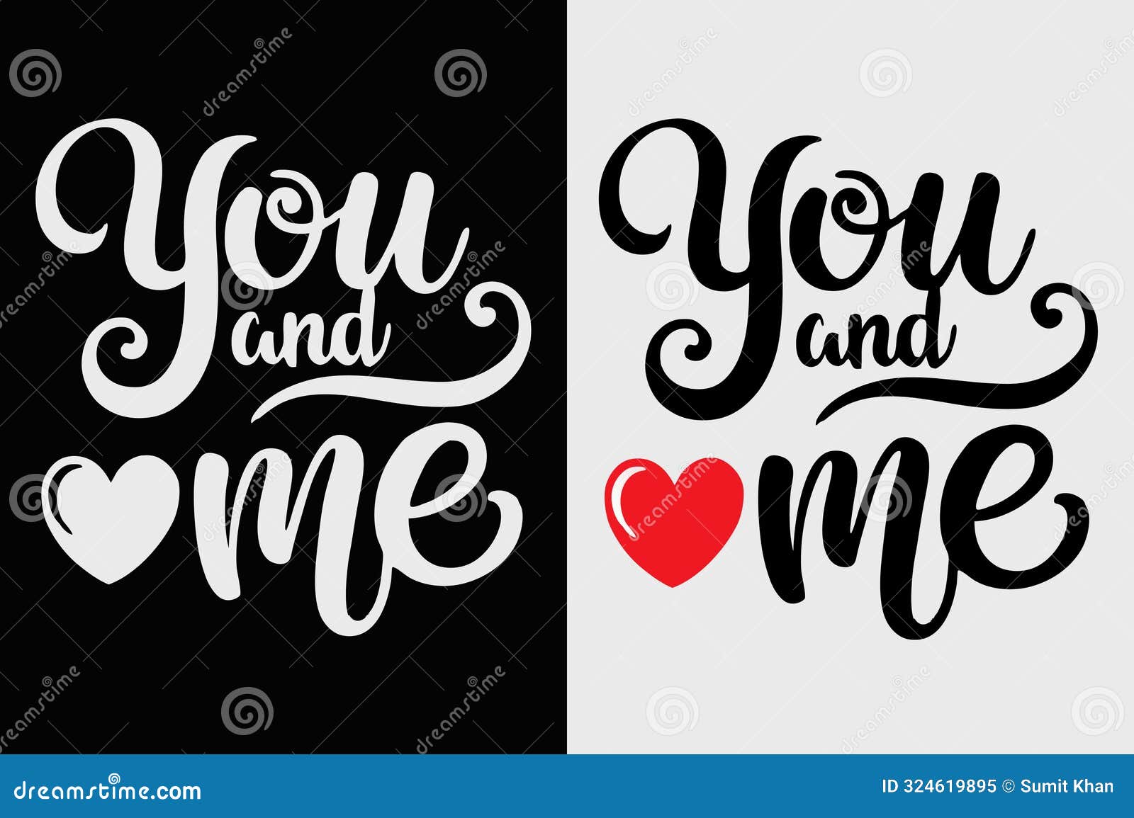 HighQuality You and Me Typography TShirts Trendy and Fun Stock