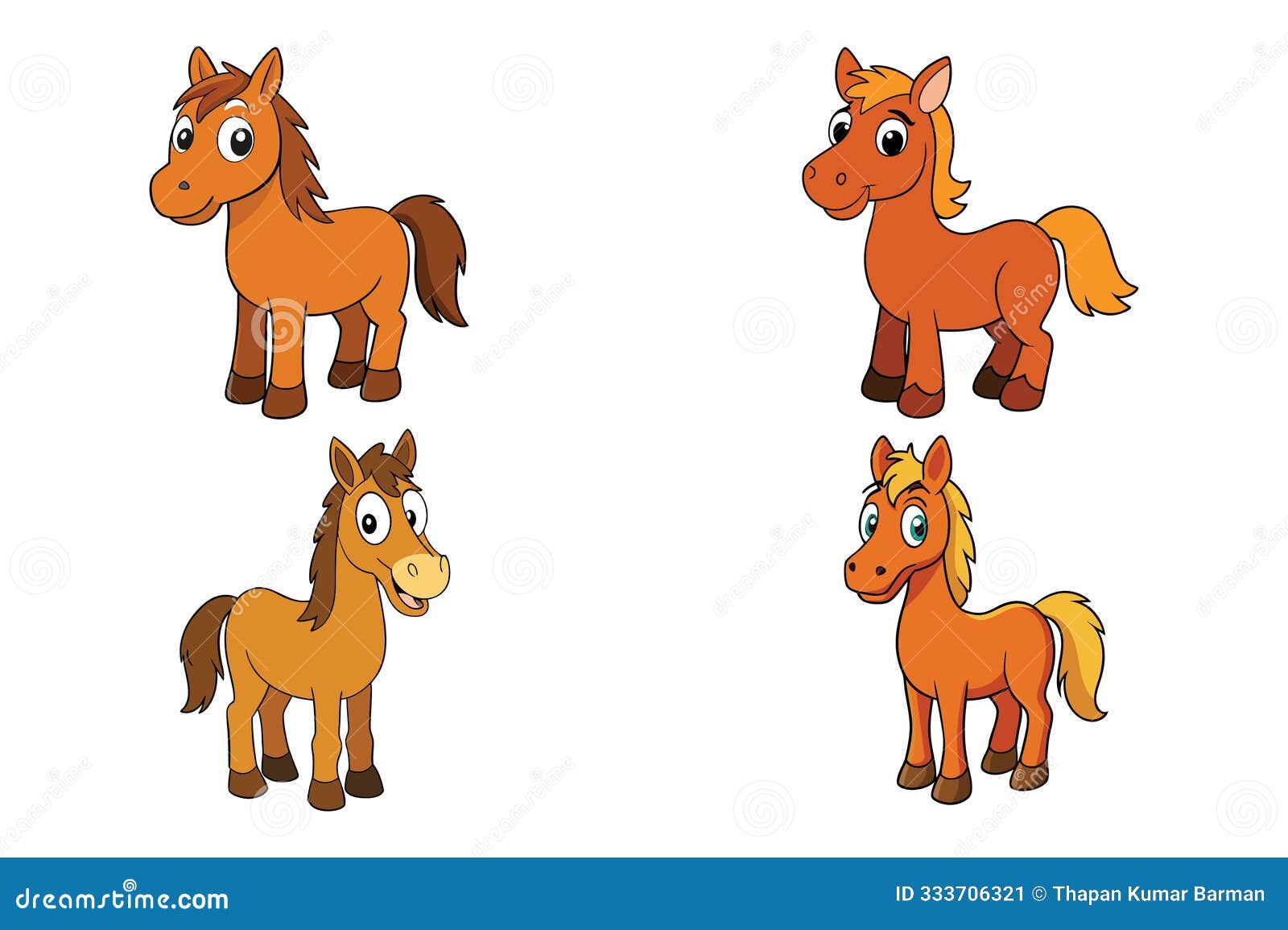 stylized-abstract-cartoon-isolated-horse-vector-set-2-stock