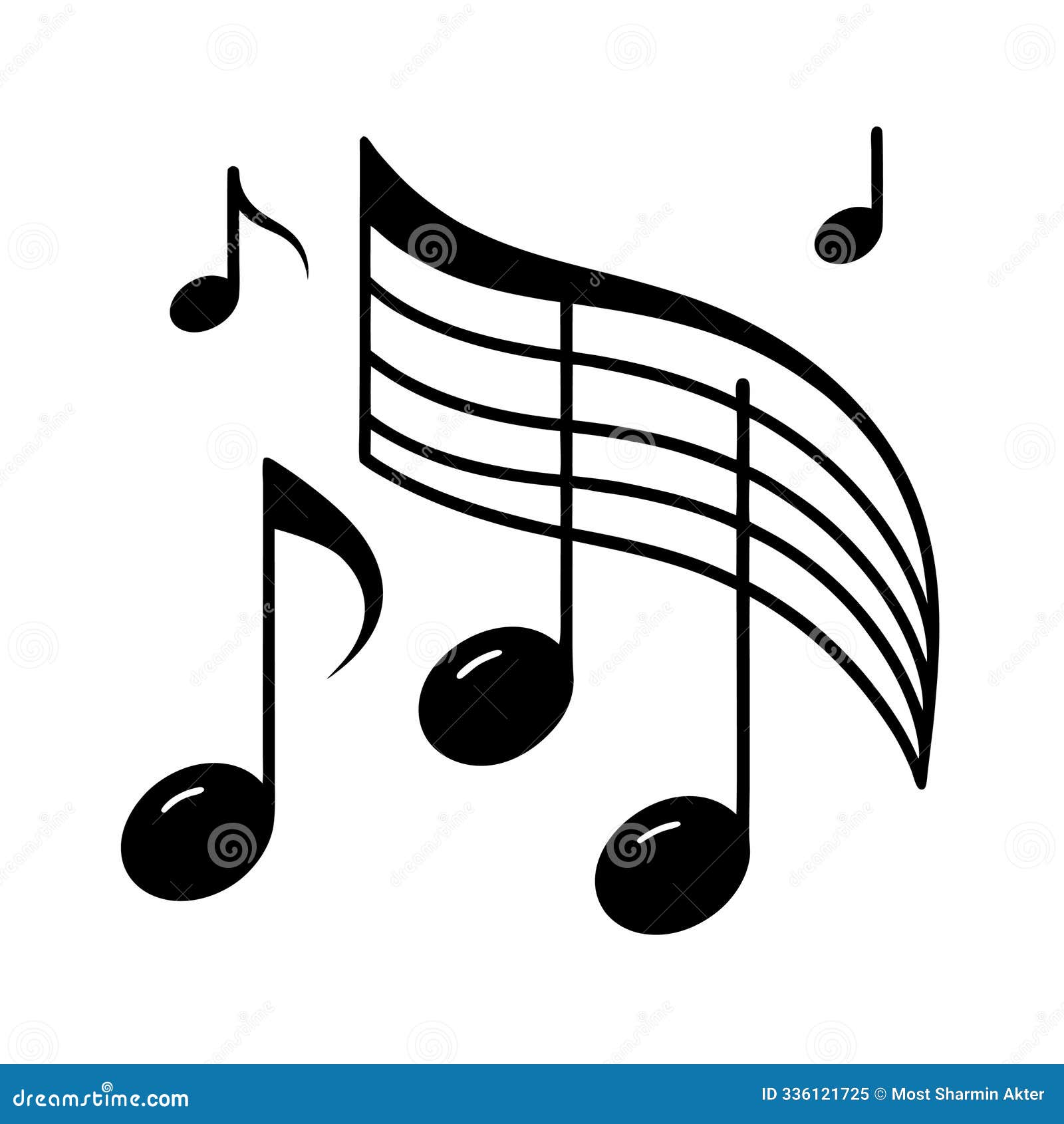 dynamic music notes wave melody  