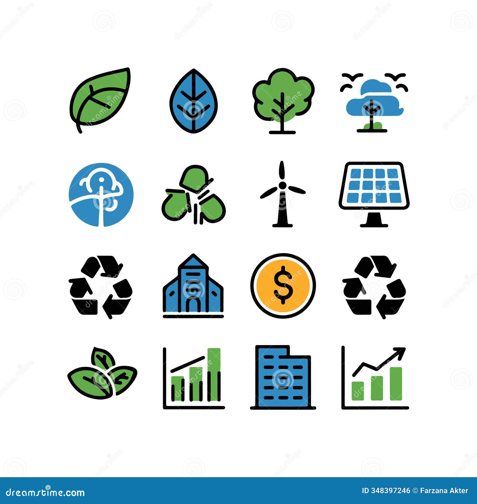 Theme of Sustainable Investments, Icon Vector Art Illustration Stock