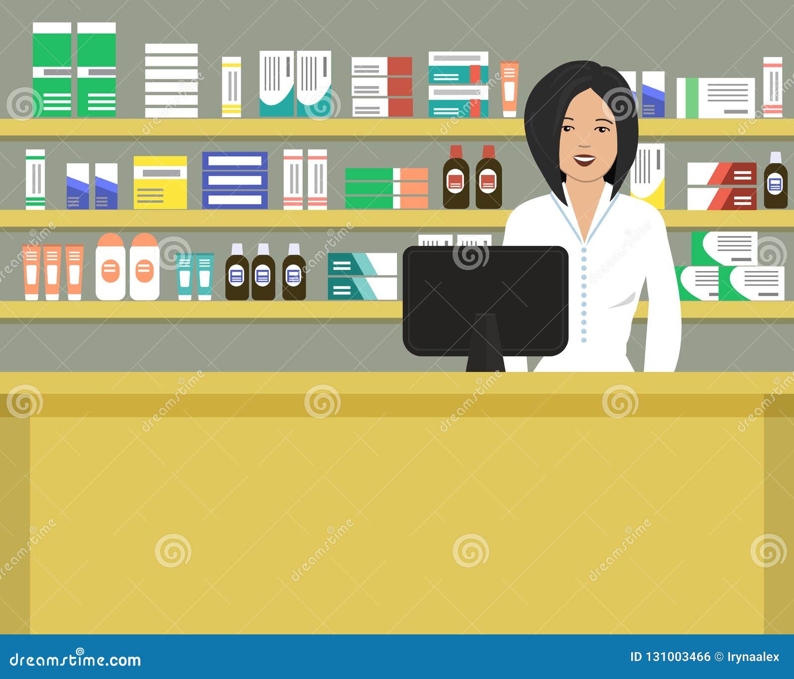 Web Banner of a Pharmacist. Pharmacy in a Yellow Color Stock Vector ...