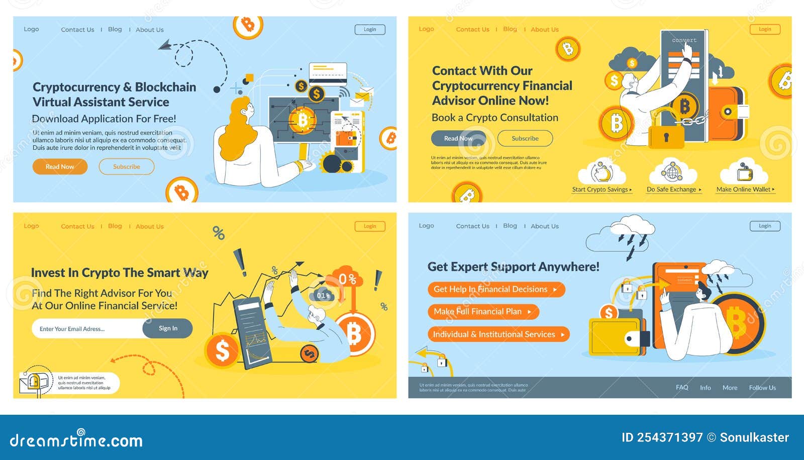 Web Banner Set Design for Cryptocurrency Advisor Stock Vector -  Illustration of vector, cryptocurrency: 254371397