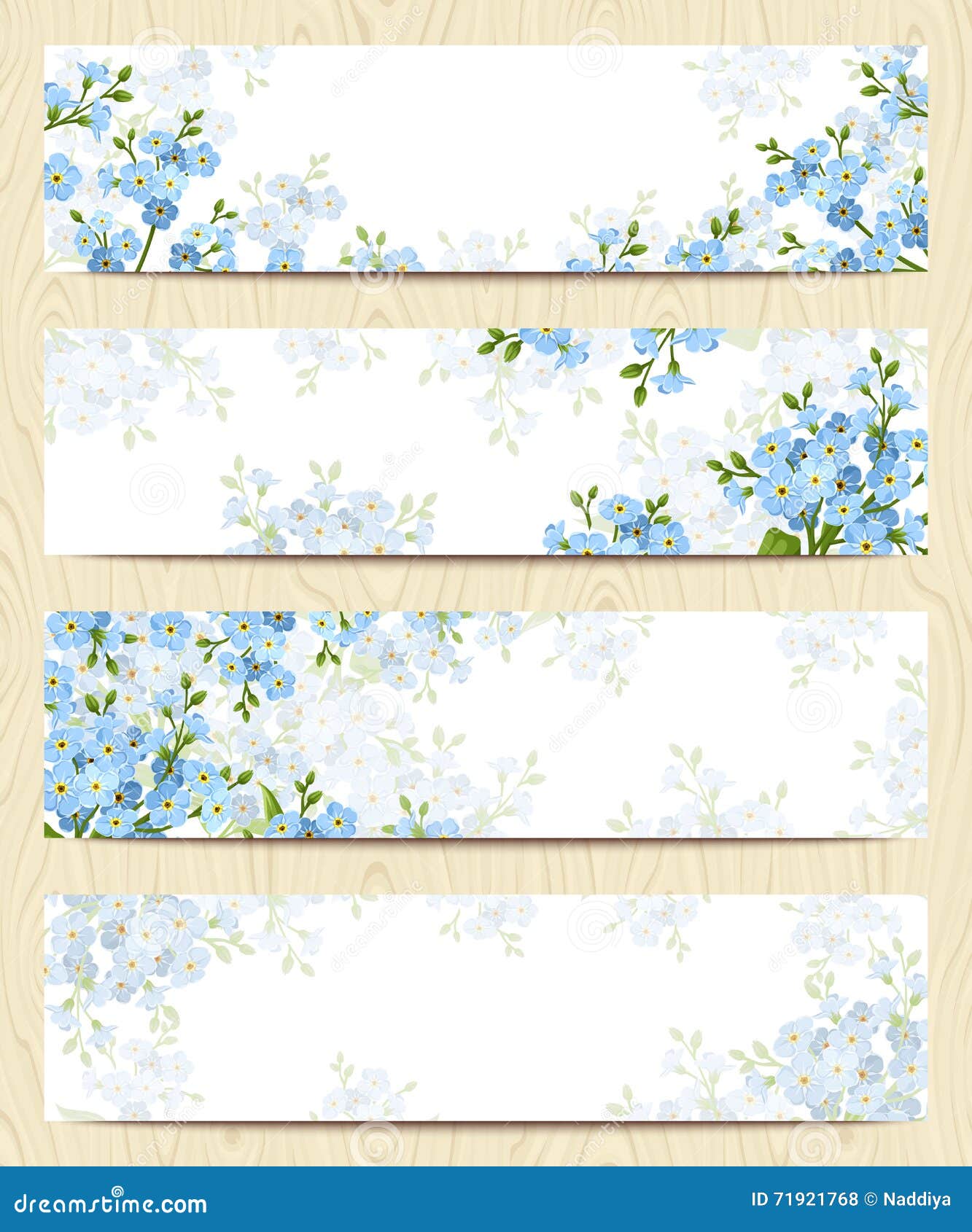 web banners with blue forget-me-not flowers.  eps-10.