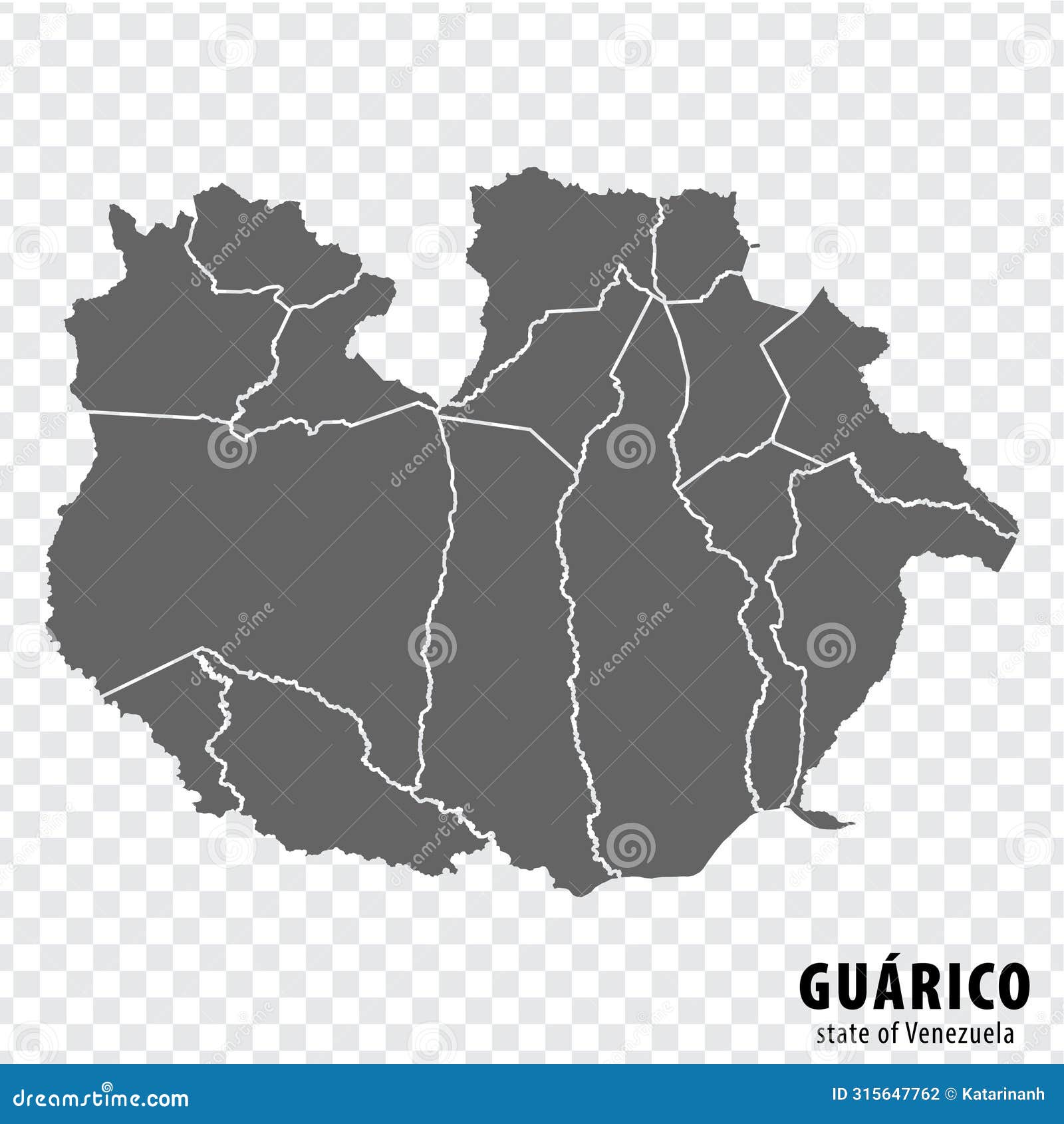 blank map guarico state of venezuela. high quality map guarico state with municipalities