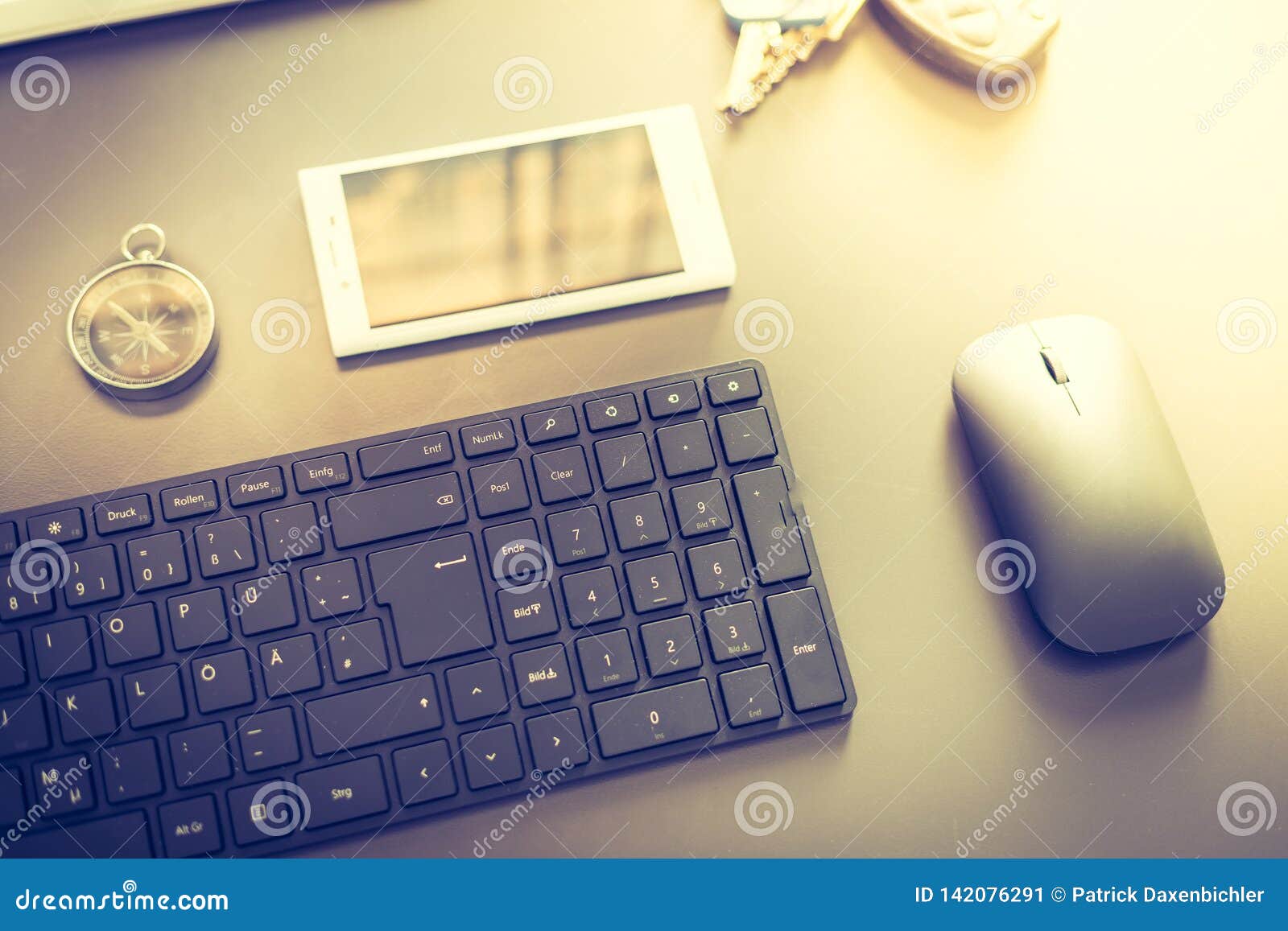 Web Business With Keyboard Compass And Smartphone Stock Image