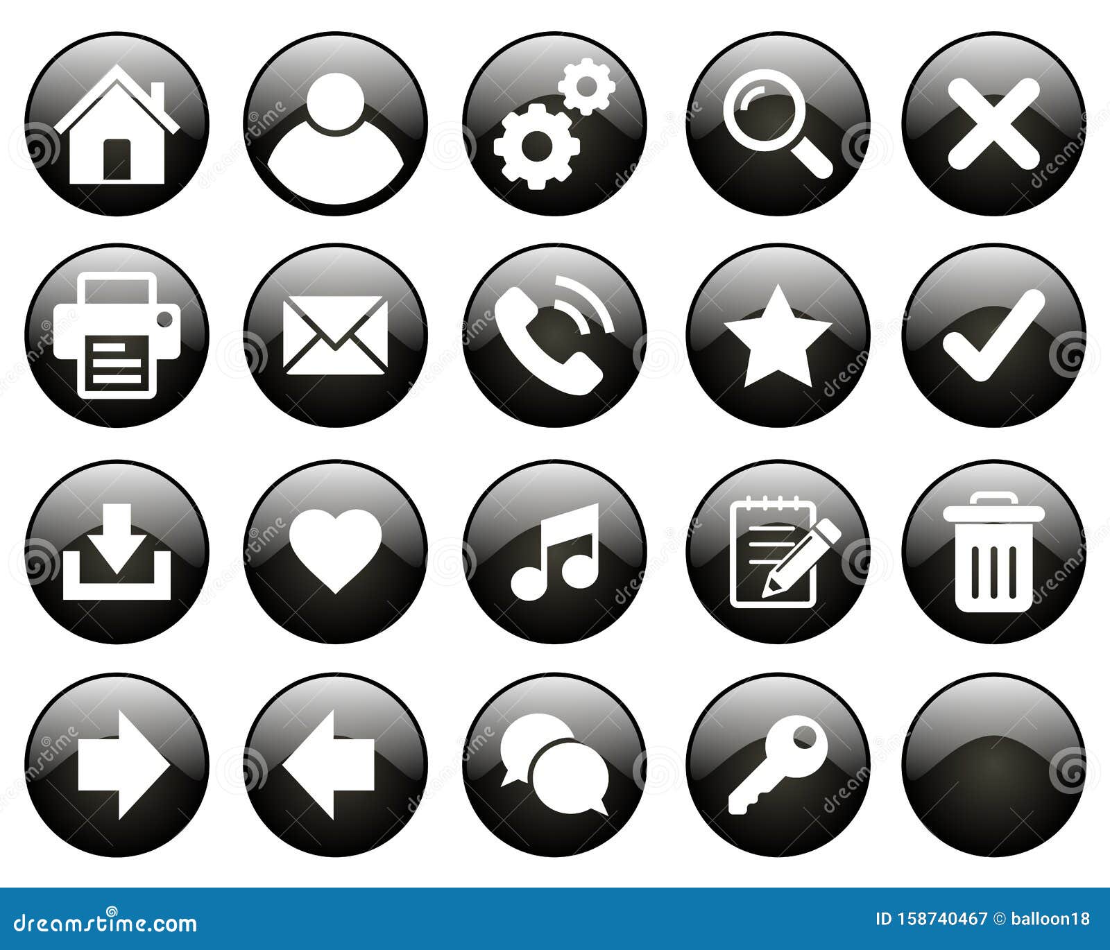 Web buttons black stock vector. Illustration of contour - 158740467
