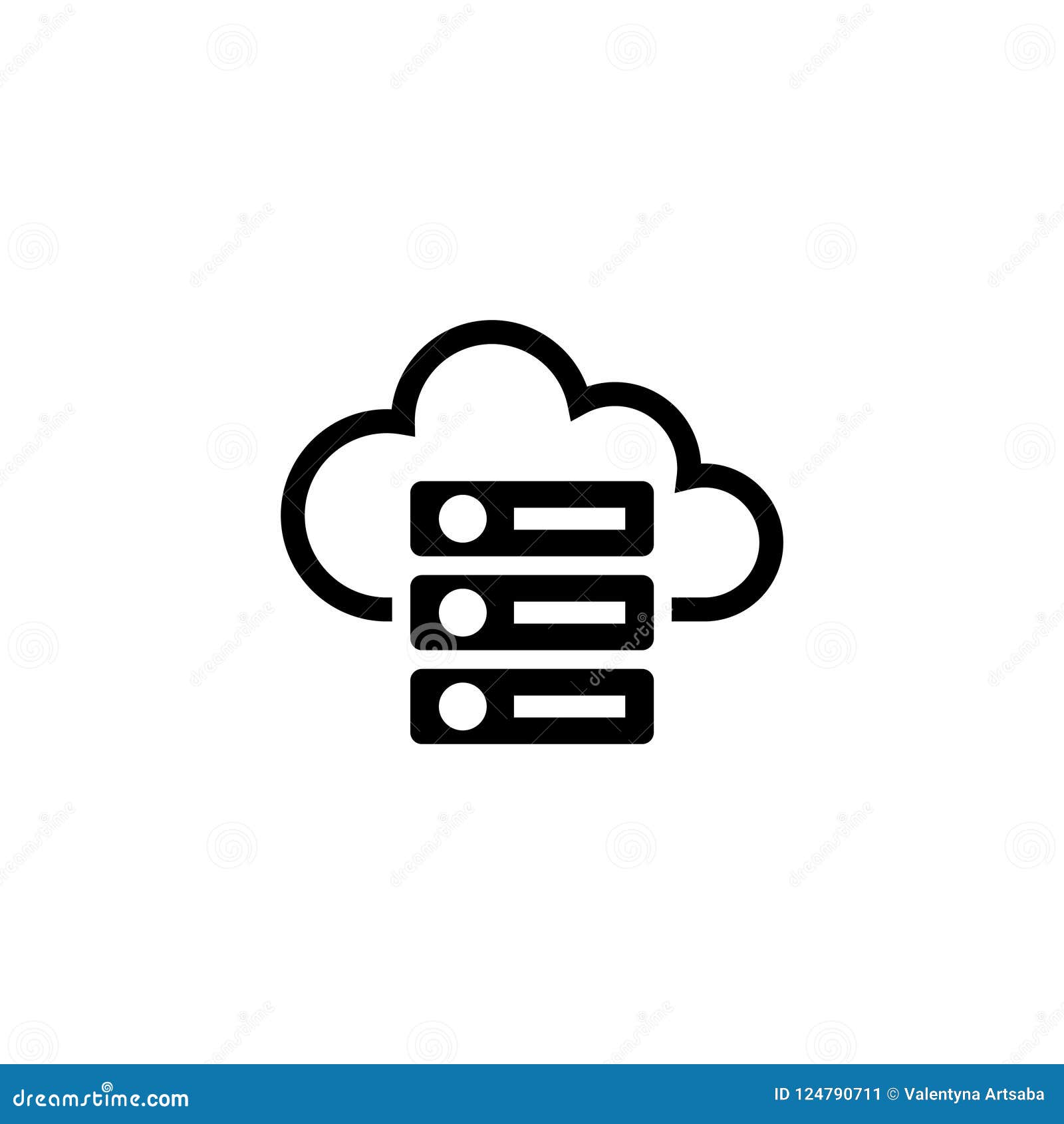 Web Cloud Computing Server, Hosting Database Flat Vector Icon. Web Cloud Computing Server, Hosting Database. Flat Vector Icon illustration. Simple black symbol on white background. Cloud Computing Server, Hosting sign design template for web and mobile UI element