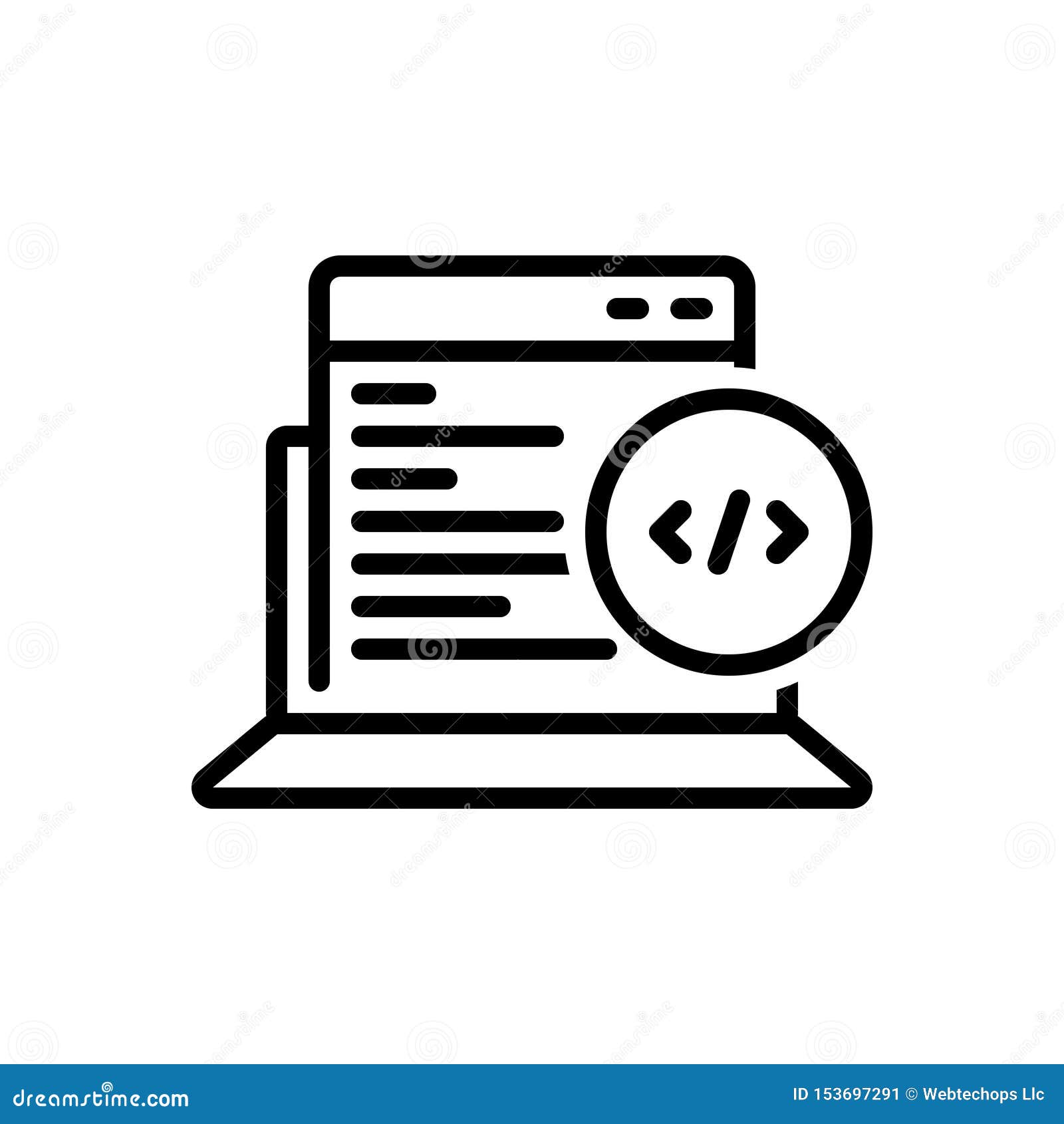 black line icon for web coding, summarize and arrange