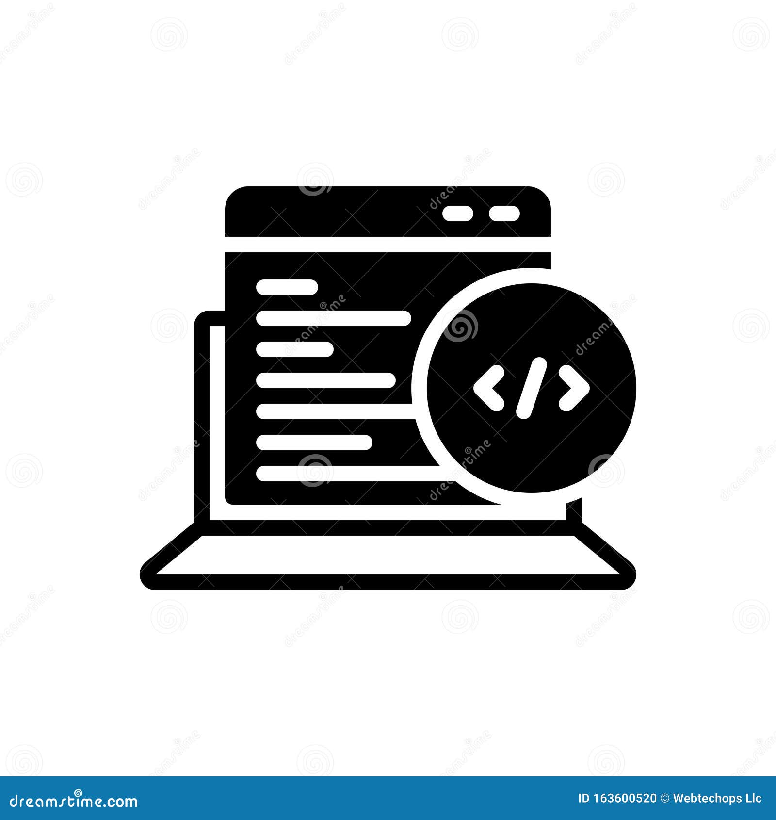 black solid icon for web coding, summarize and arrange