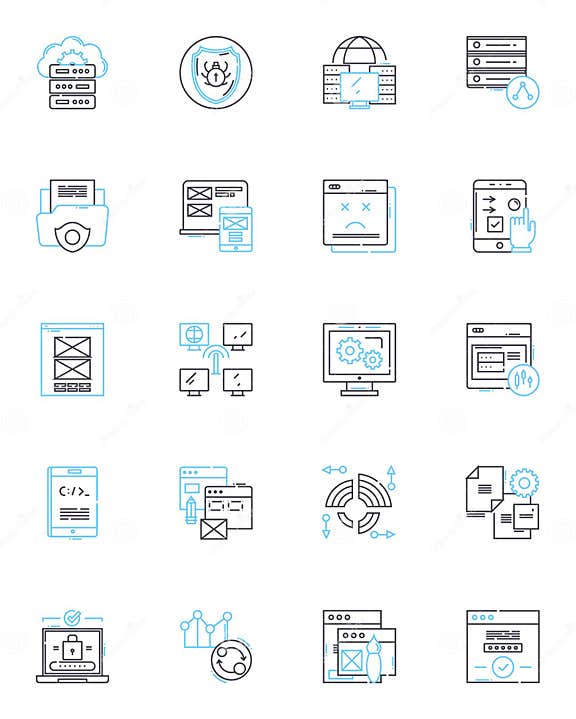 Web Computing Linear Icons Set. Browser, HTML, JavaScript, CSS, Server ...