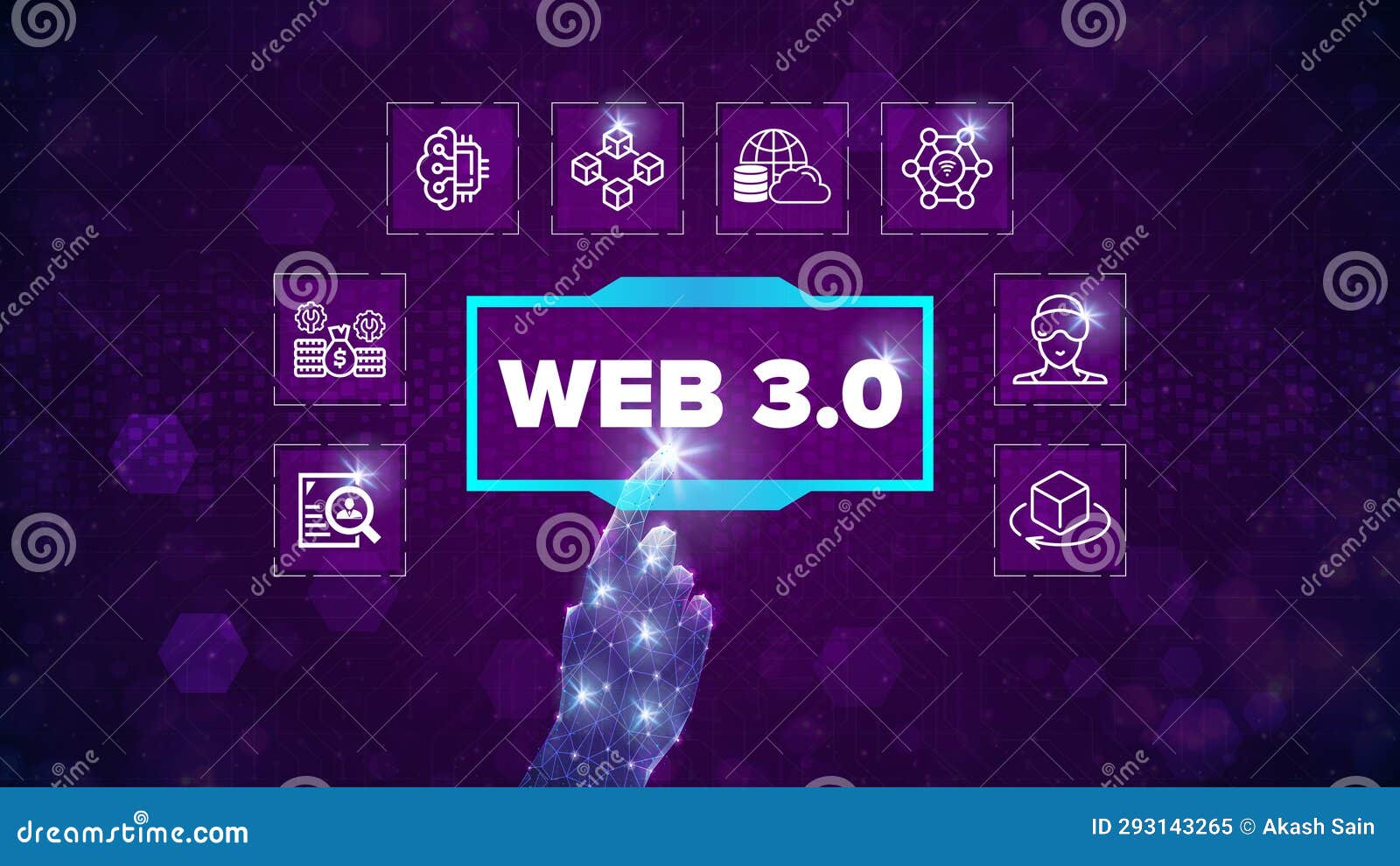 web 3.0 construction concept on virtual screen. semantic web, metaverse, 3d graphics, connectivity (ubiquity).