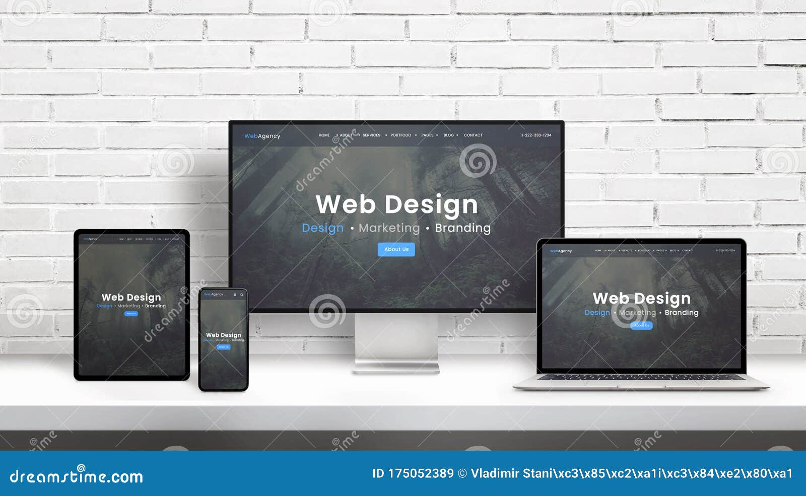 web  agency concept presentation on displays of different dimensions