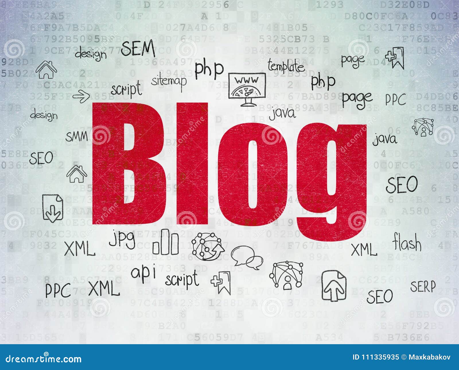 Web Design Concept: Blog on Digital Data Paper Background Stock ...