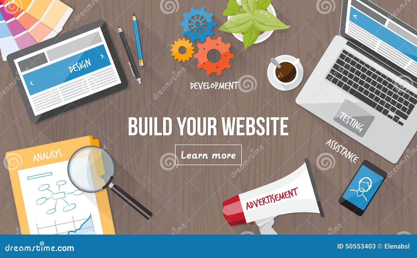 Web Design Concept Desk Stock Vector - Image: 50553403