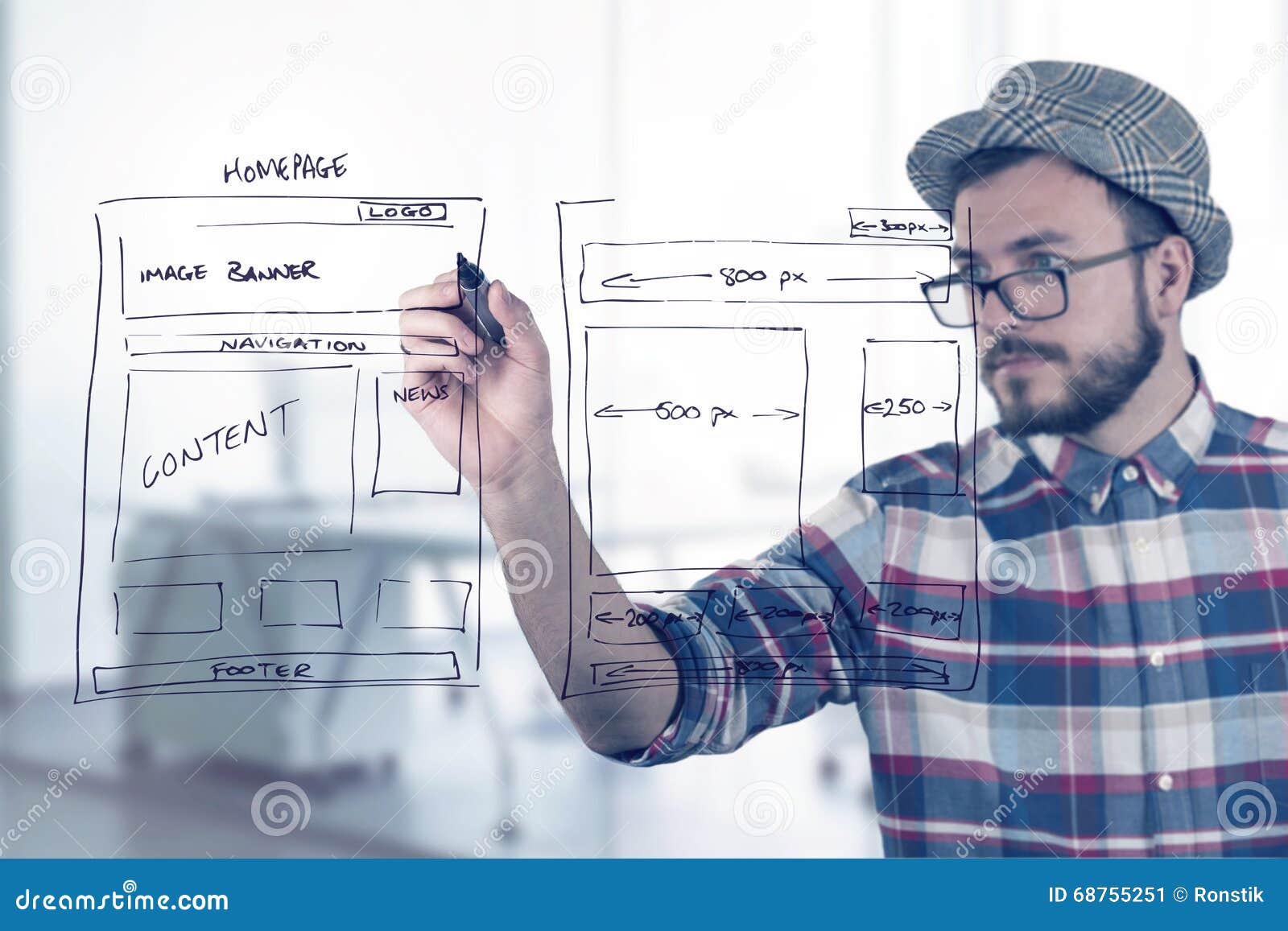 web er drawing website development wireframe