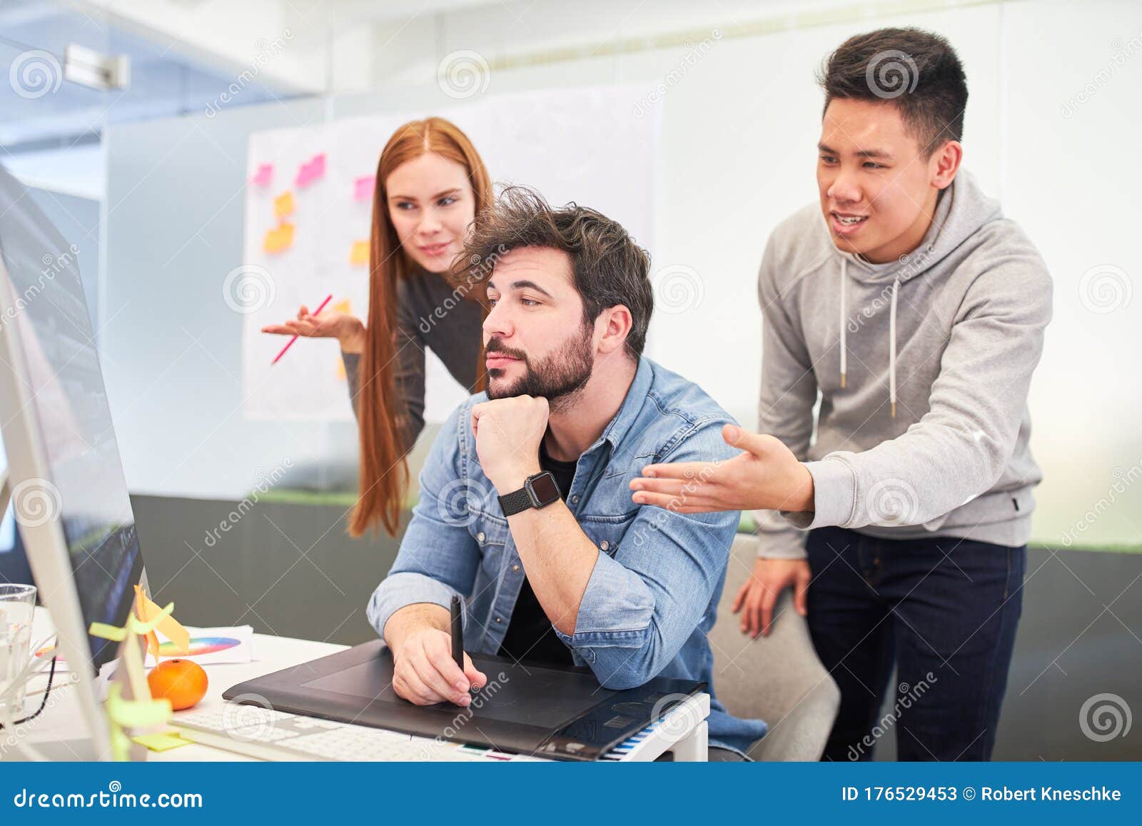 Web Designer and Graphic Designer on the Computer Stock Image Image