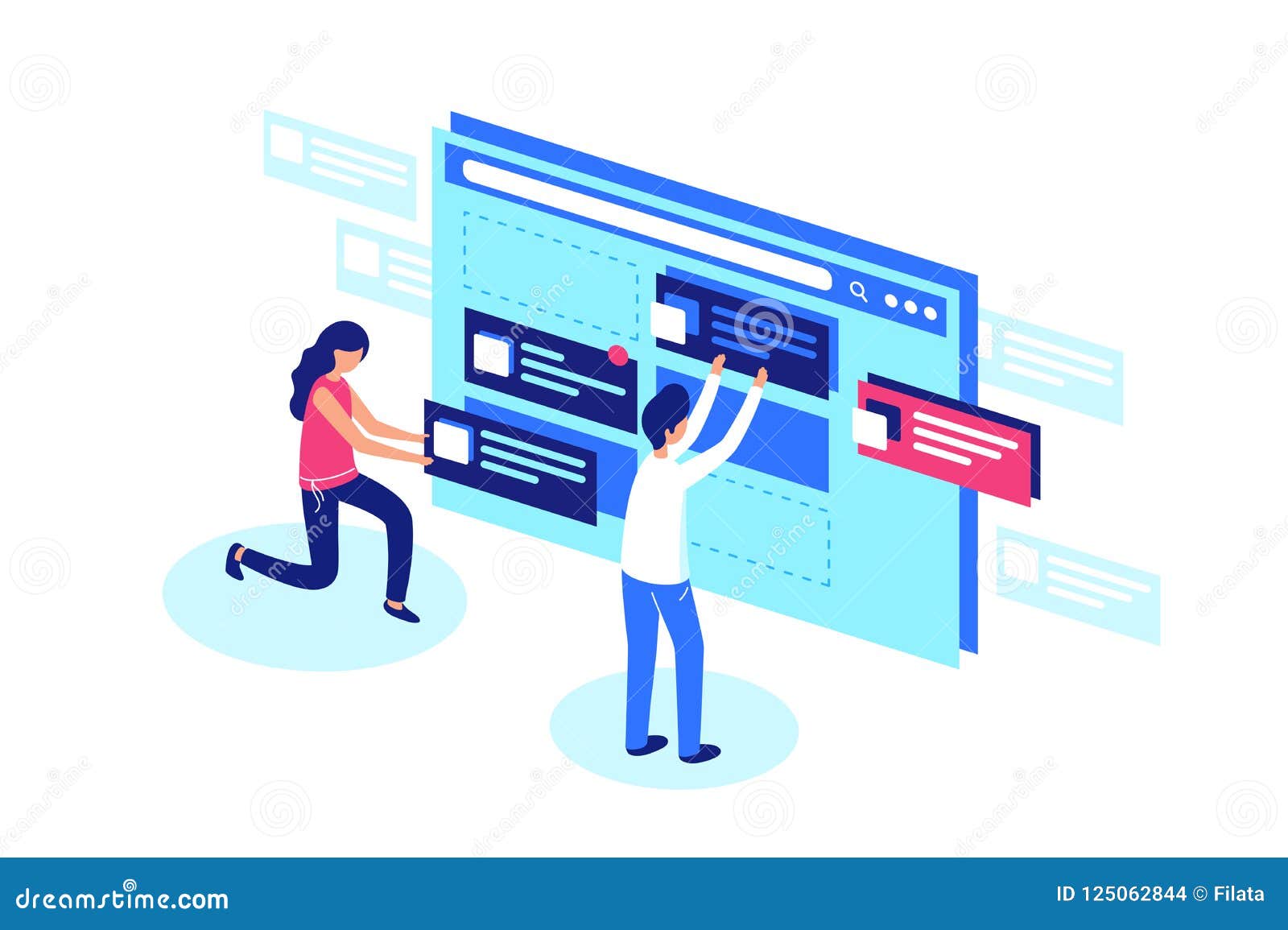 Web Designers Team Create Website Page Design Stock Vector