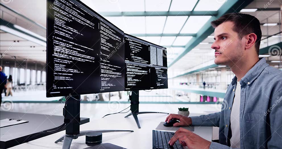Web Developer Coding on Computer Stock Image - Image of cyber, screen ...