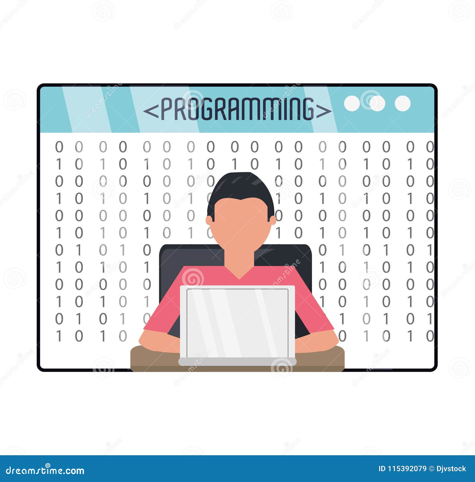Web Developer Working on Computer Programming Coding Stock Vector ...
