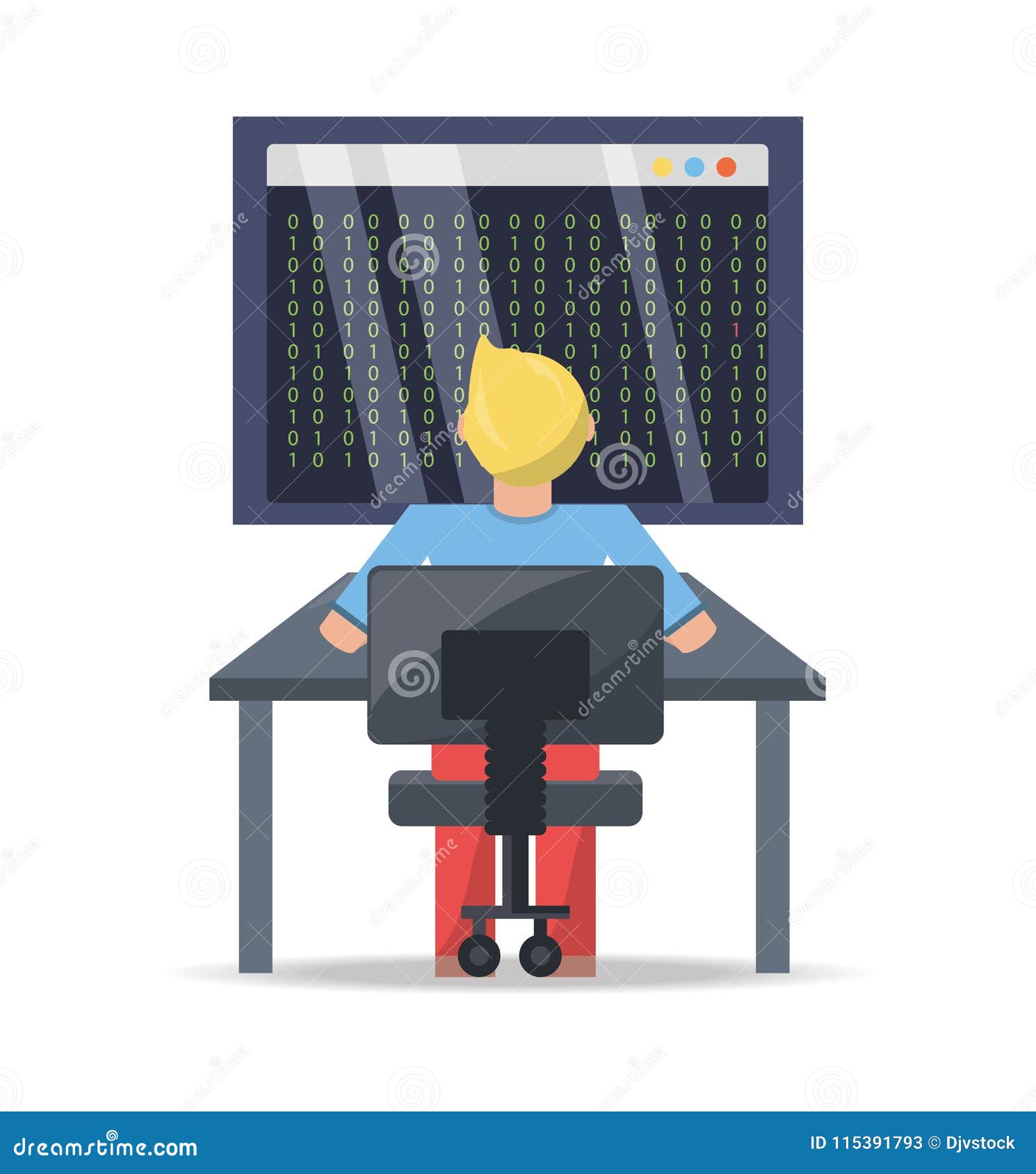 Web Developer Working on Computer Programming Coding Stock Vector ...