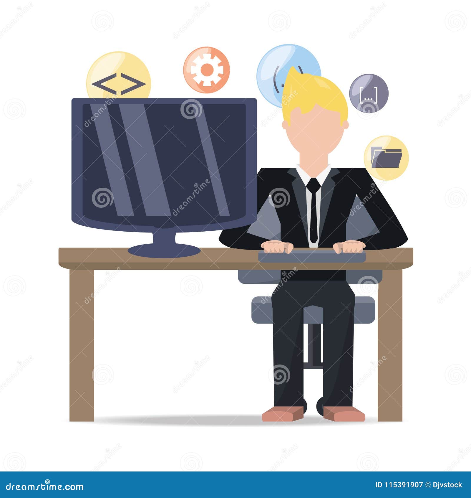 Web Developer Working on Computer Programming Coding Stock Vector ...